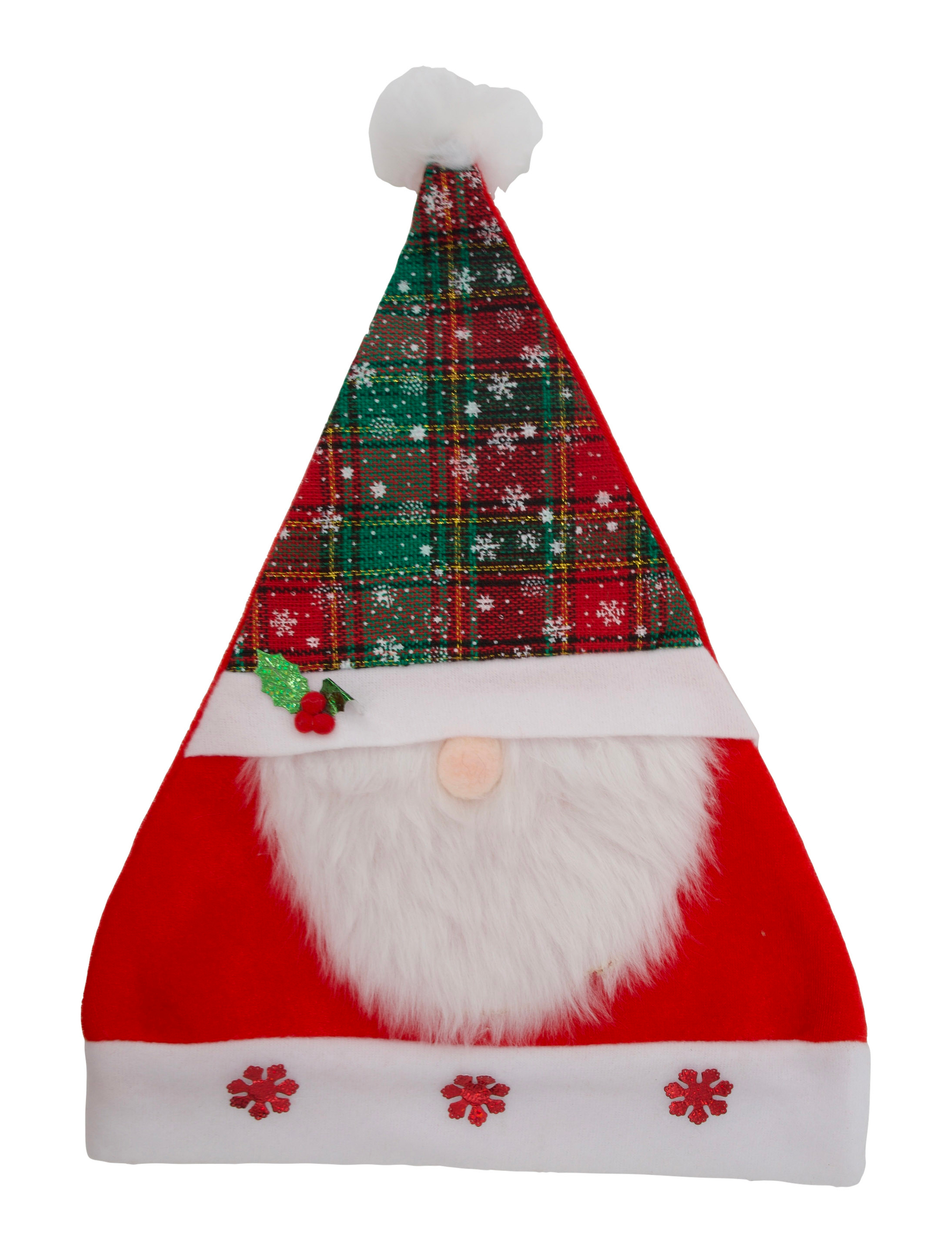 Weihnachtsmütze Santa mit Bart rot/weiß