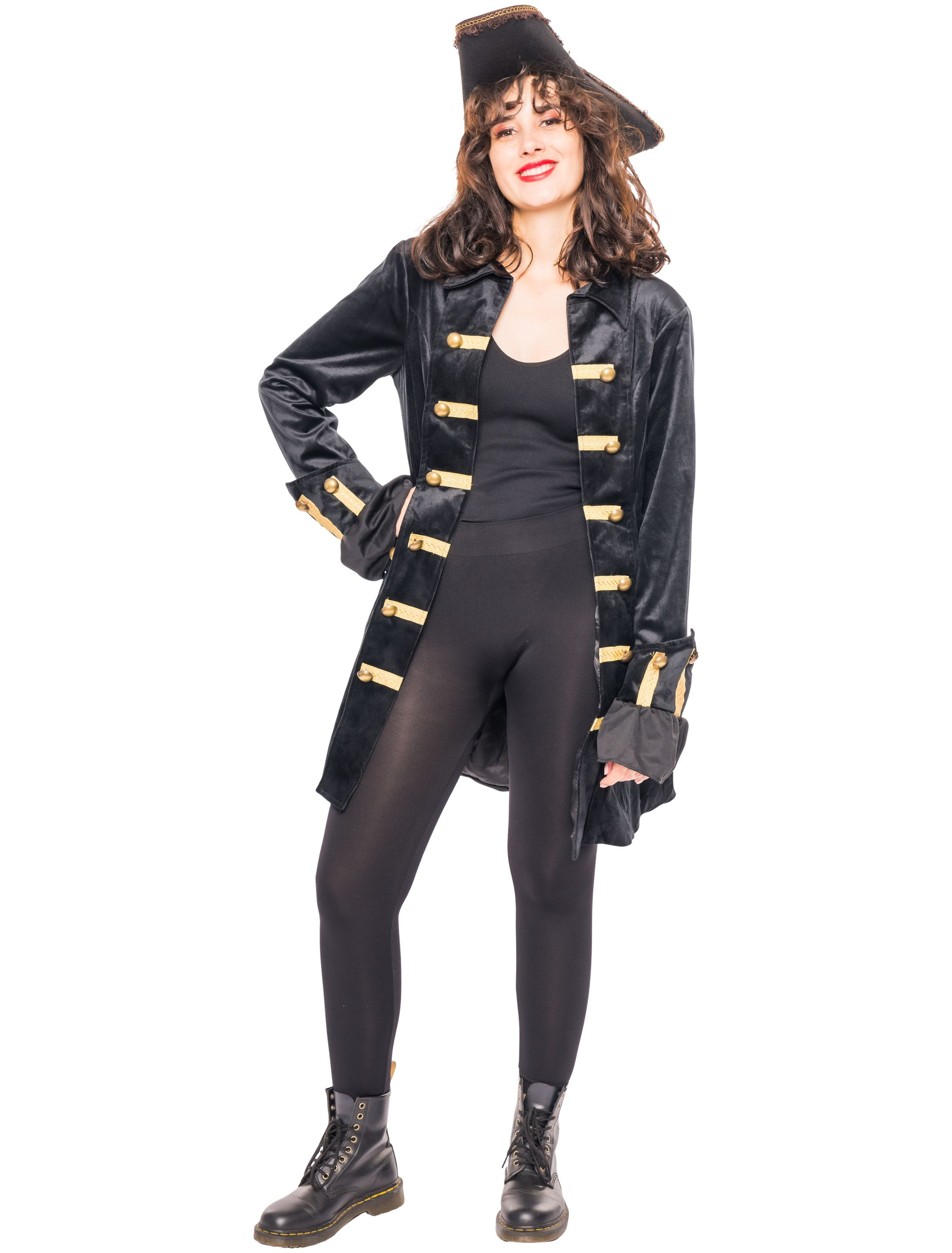 Jacke Piratin Unifarben Damen schwarz L