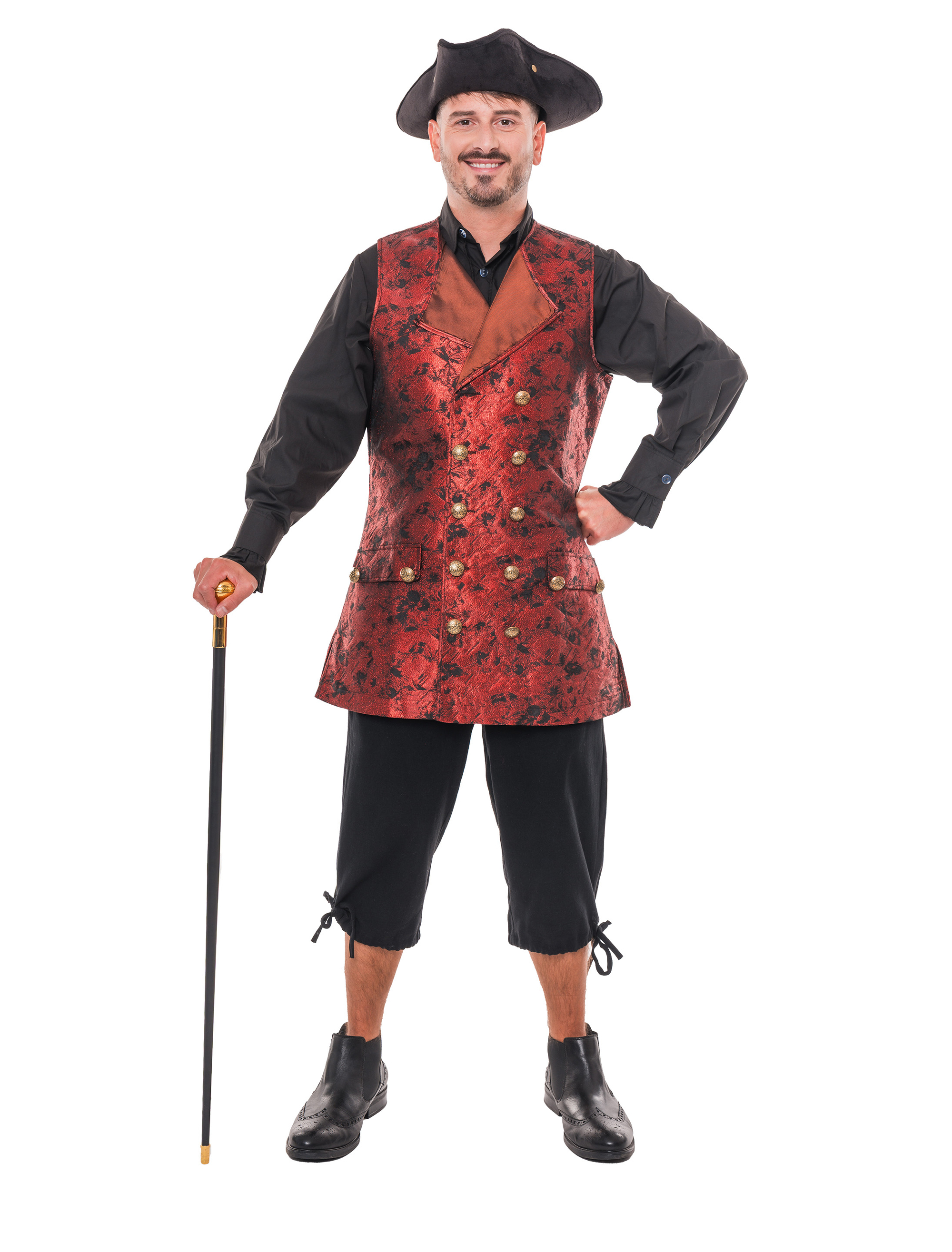 Weste Barock lang Herren rot/schwarz 4XL/5XL