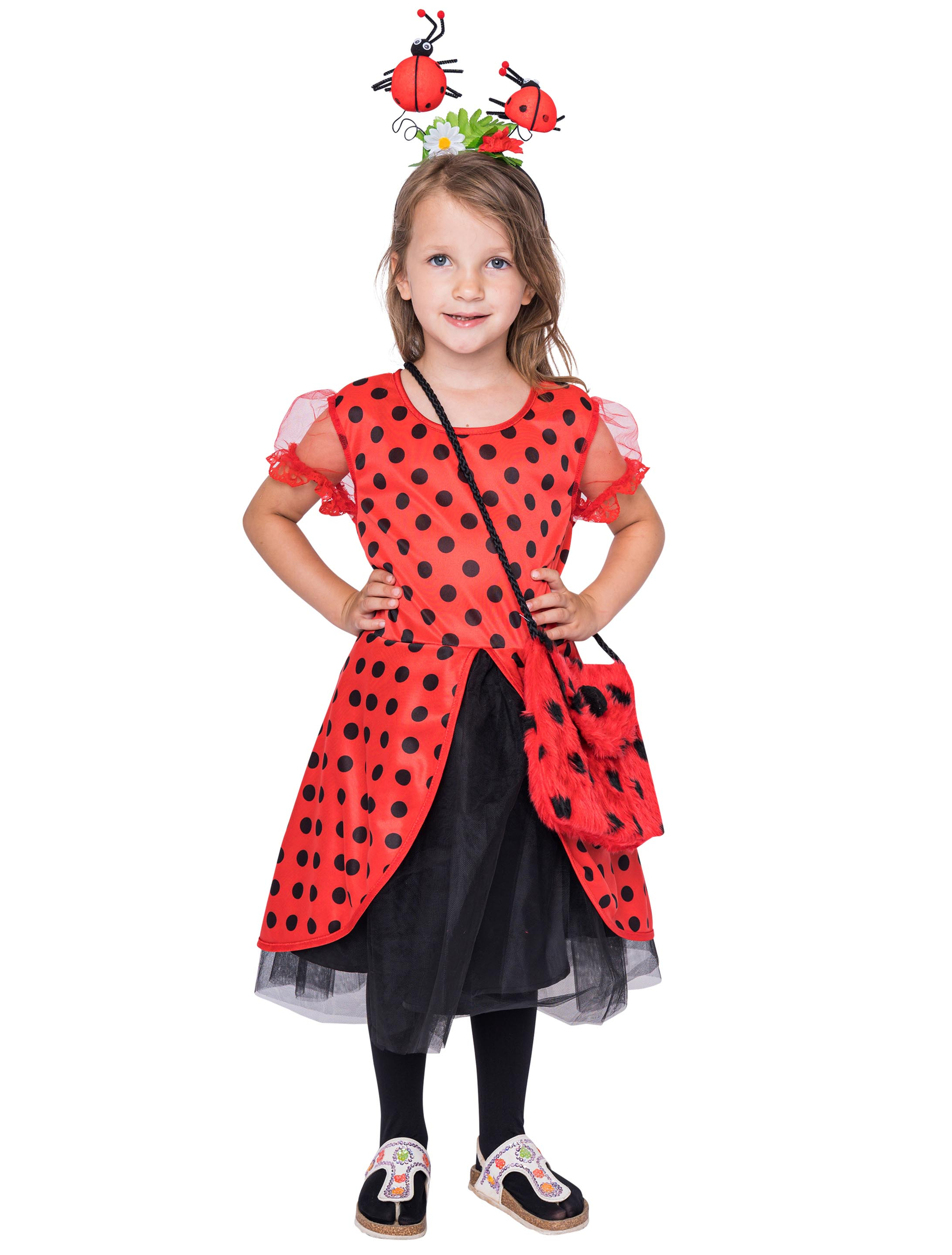 Kleid Marienkäfer Kinder Mädchen schwarz/rot 164