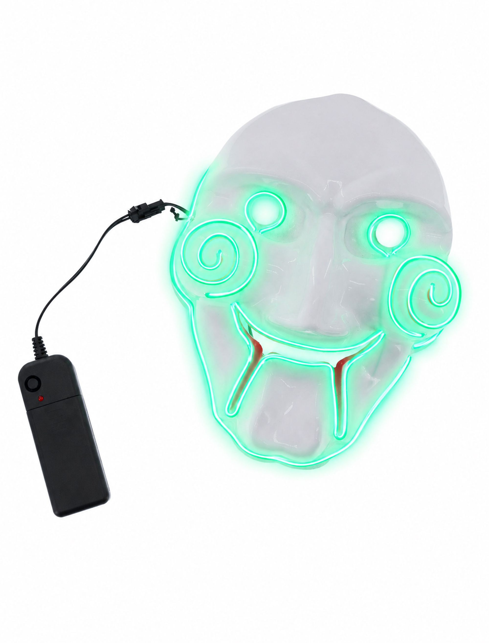 LED Maske Gruselpuppe weiß/grün