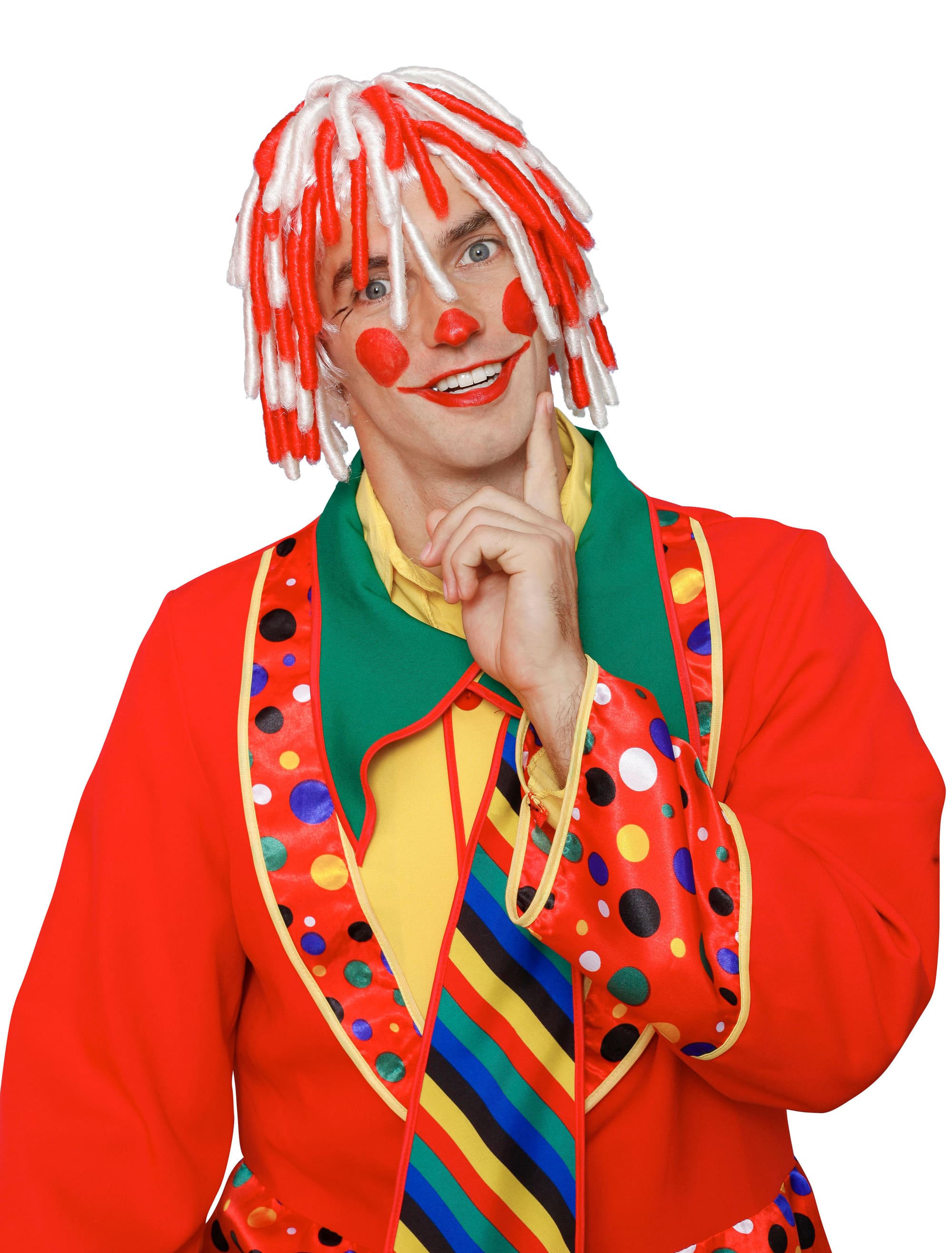 Perücke Rasta rot/weiß