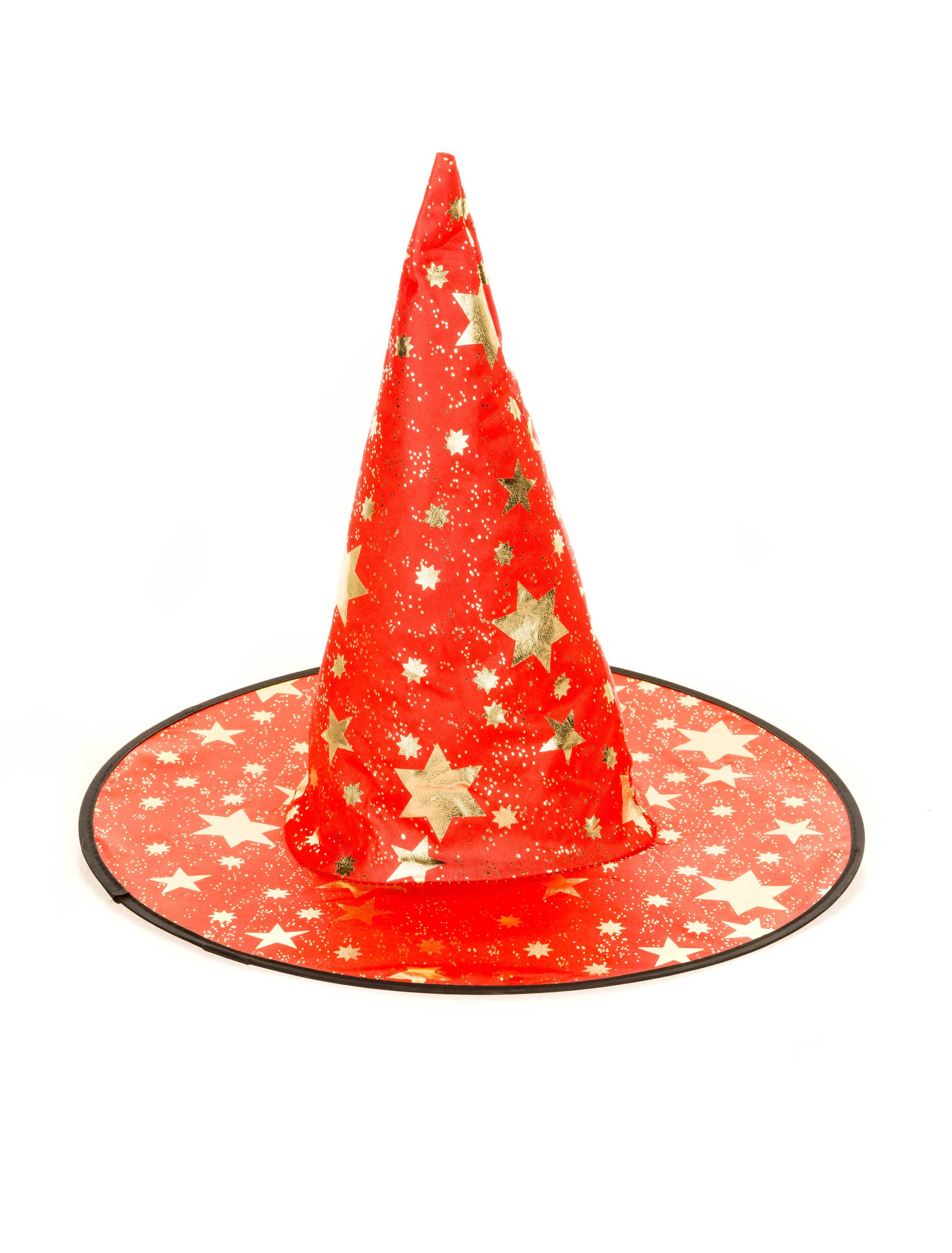 Hexenhut mit goldenen Sternen rot