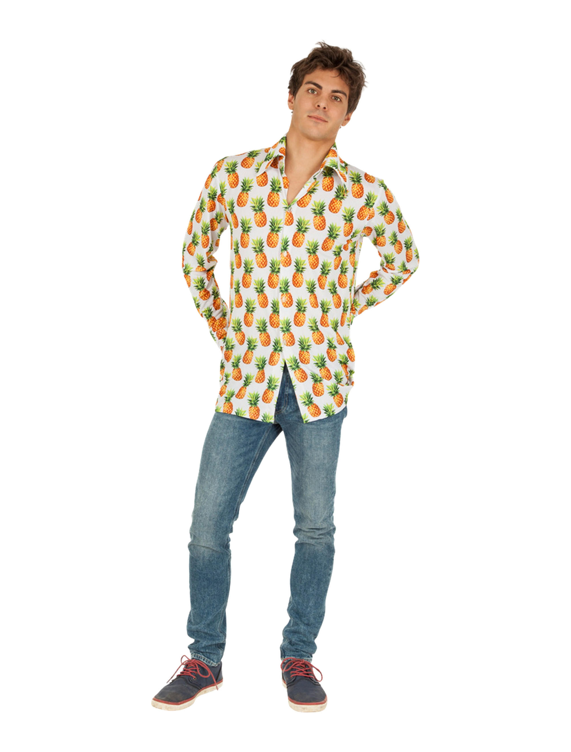 Hemd Ananas Herren bunt L