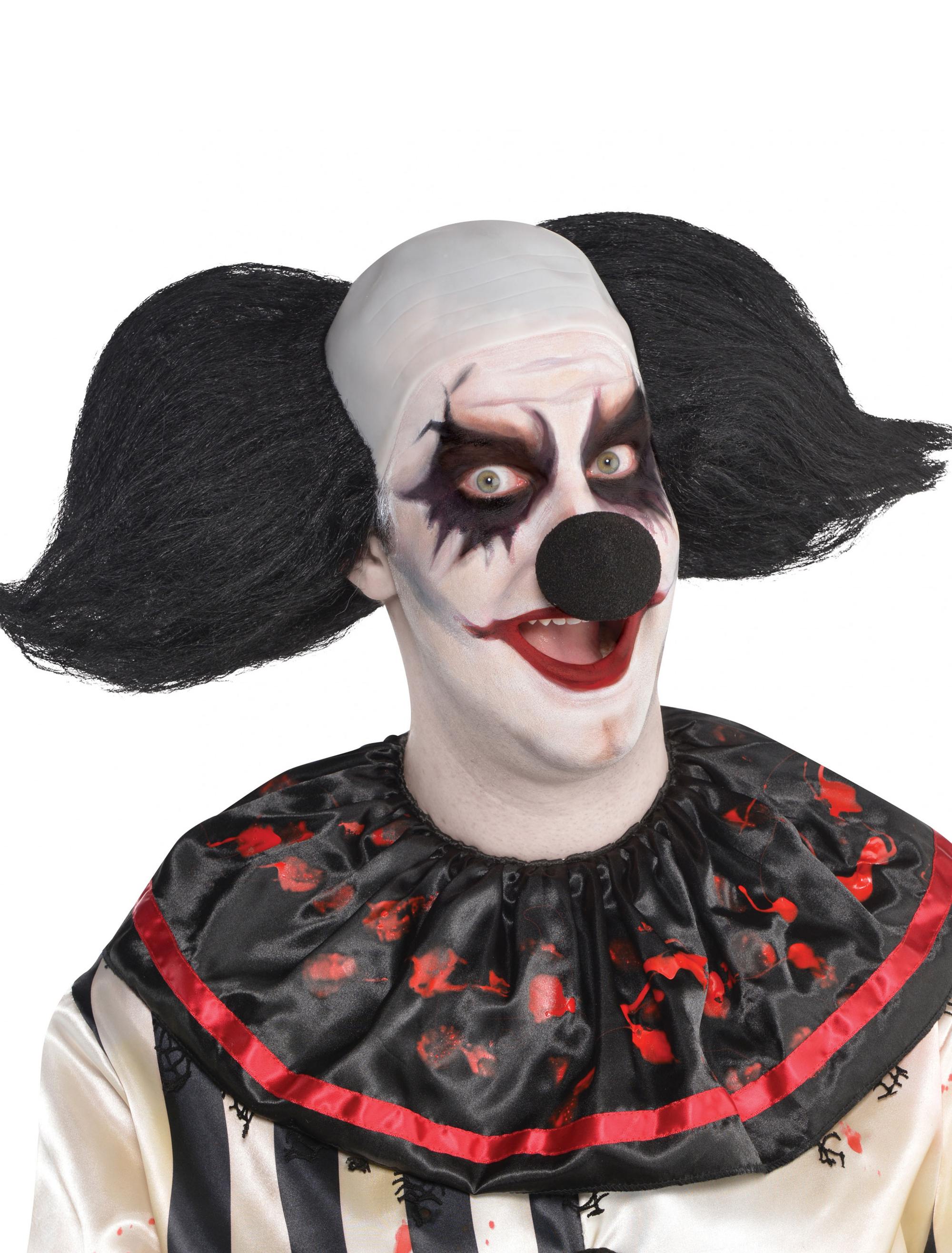Perücke Clown Freak schwarz/weiß