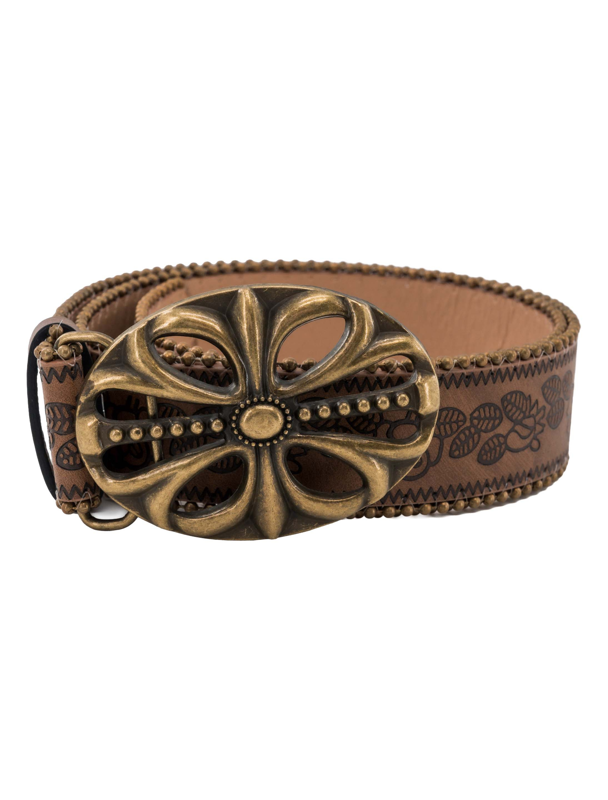 Gürtel Hippie mit Blumenschnalle braun
