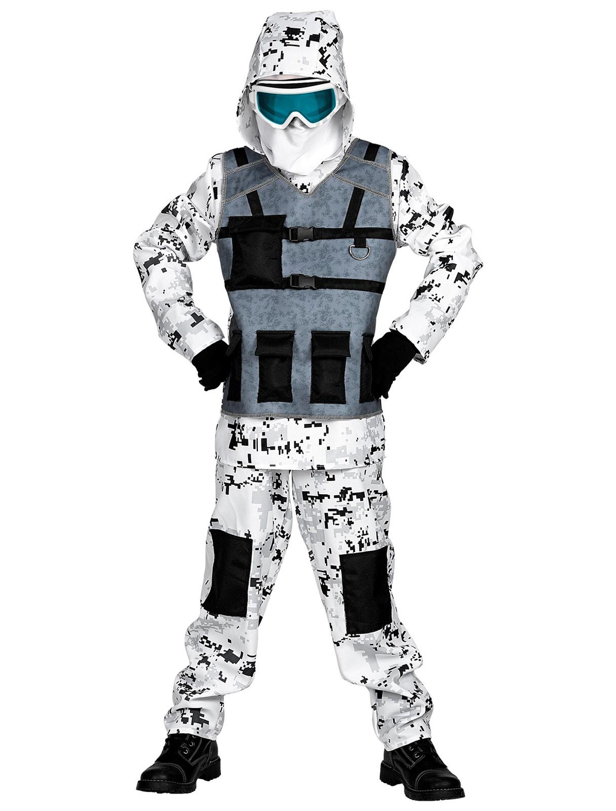 Kostüm Arctic Special Forces 3-tlg. Kinder weiß/schwarz 128