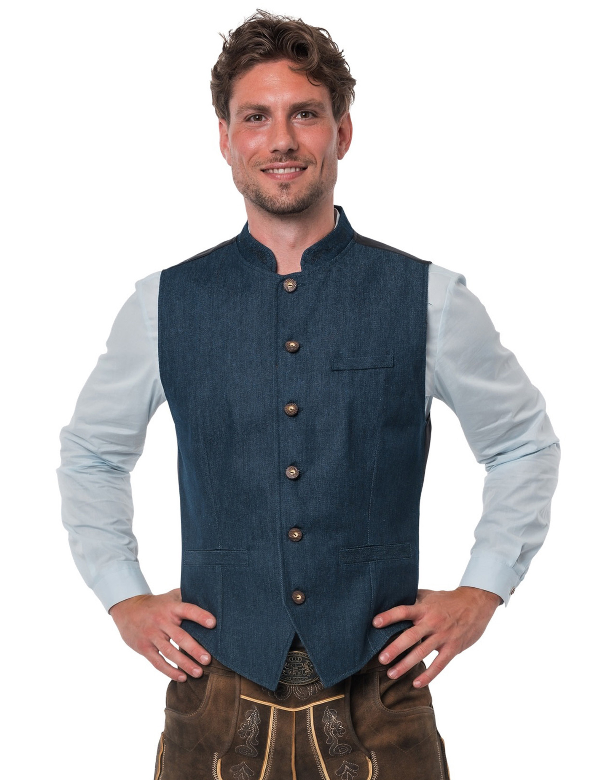 Trachtenweste Theo Jeans Herren blau S