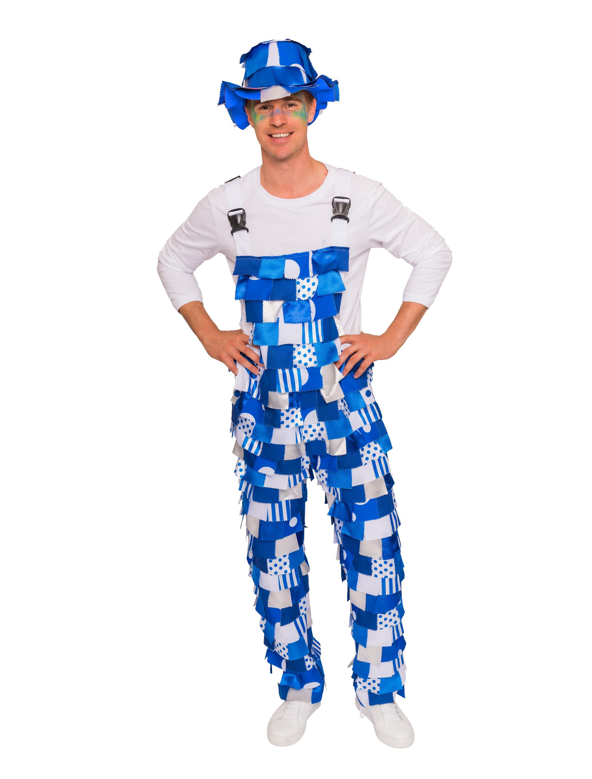 Latzhose Lappen weiß/blau 50