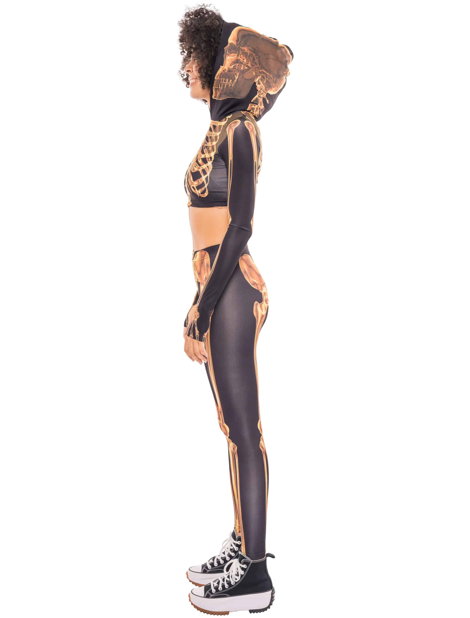 Kostüm Skelett Print Damen braun/gold S/M