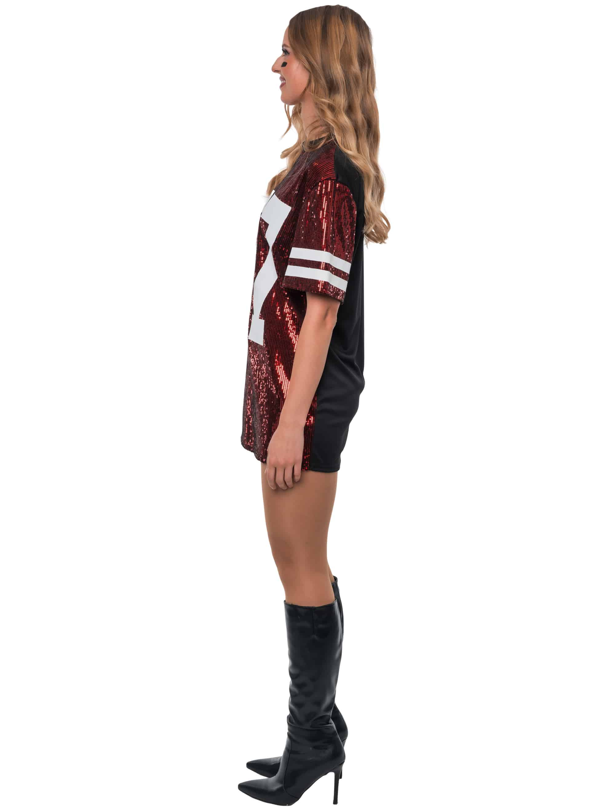 Trikot Kleid Pailletten 87 Damen rot S/M