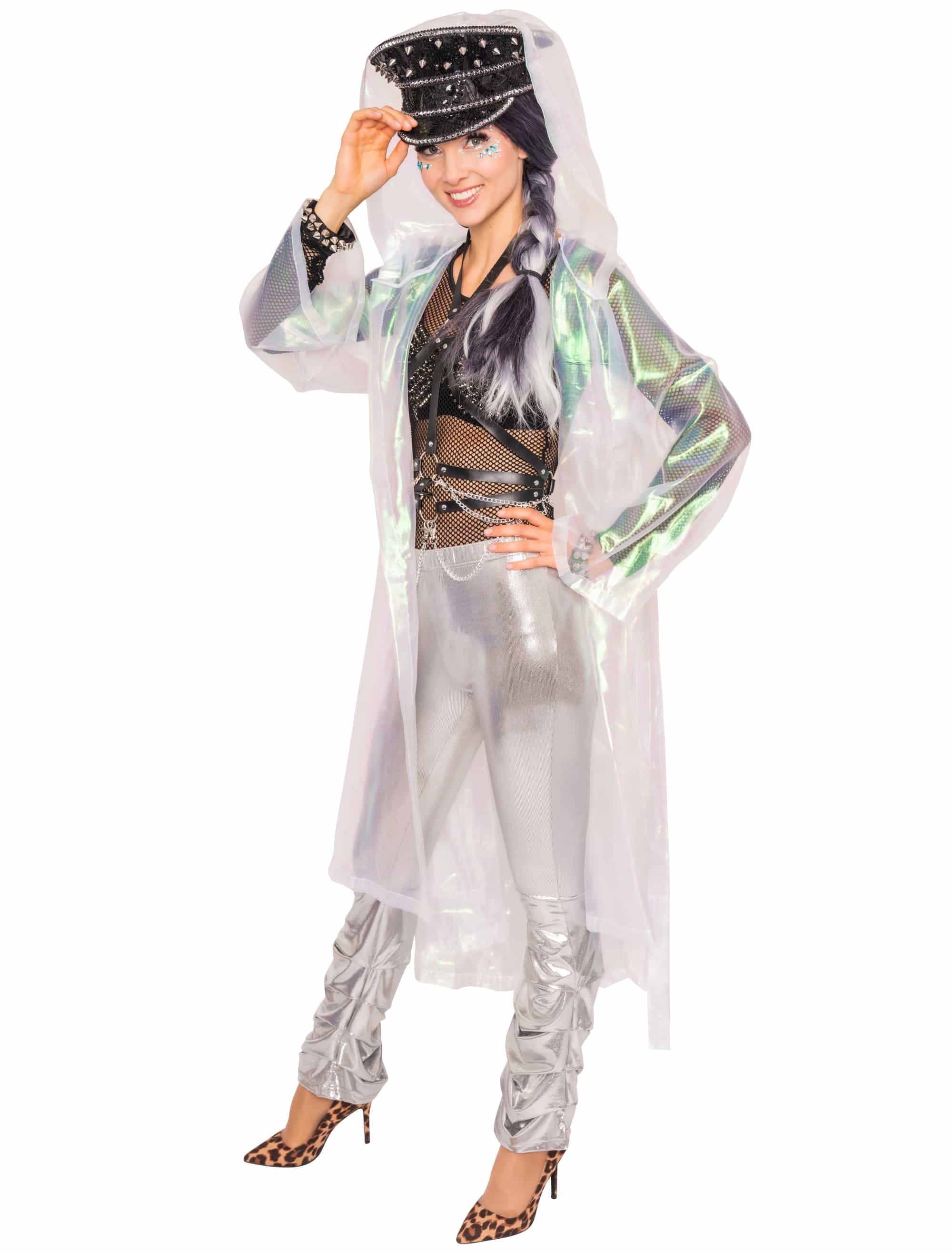 Festivalmantel transparent mehrfarbig one size