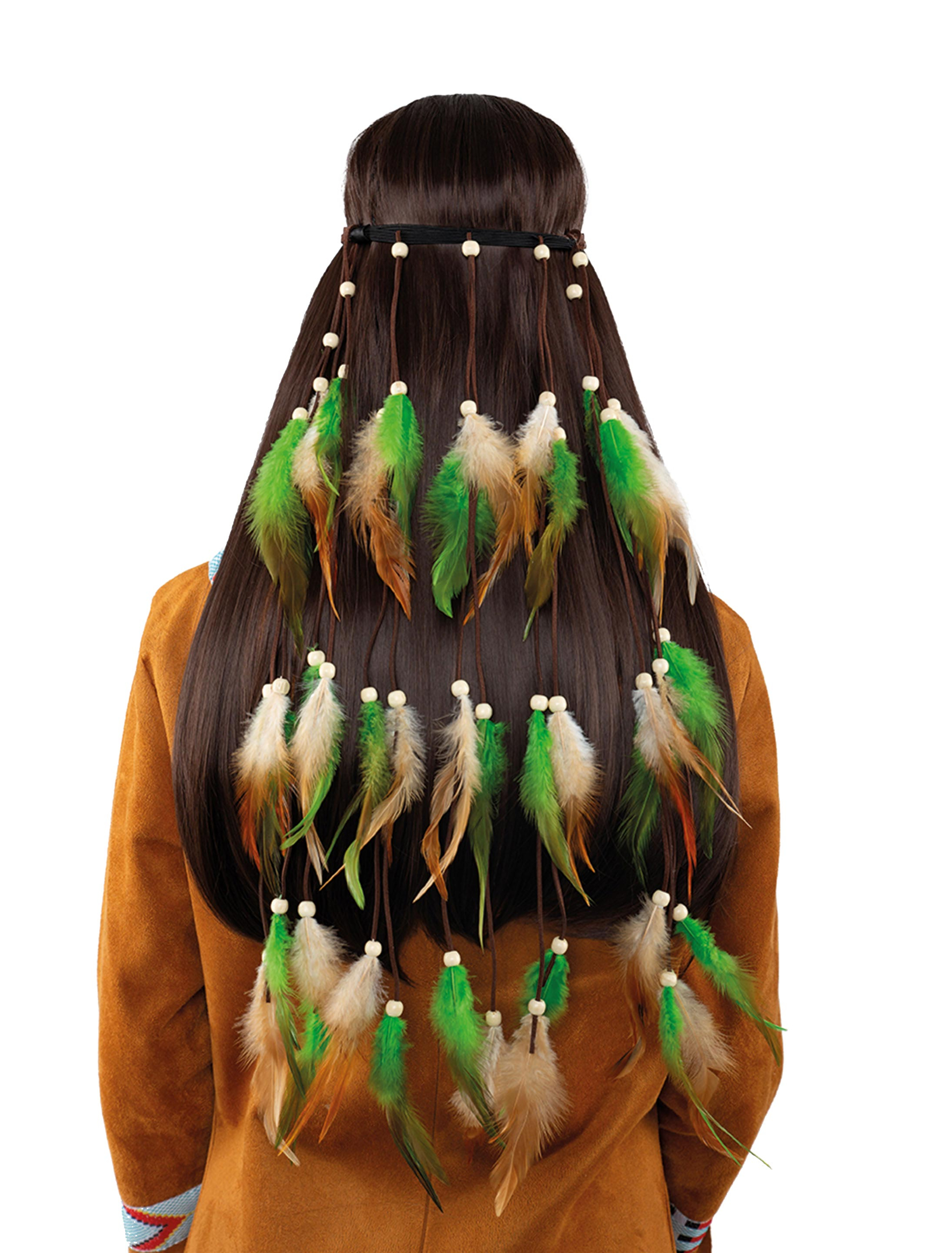 Haarband Boho mit Federn grün