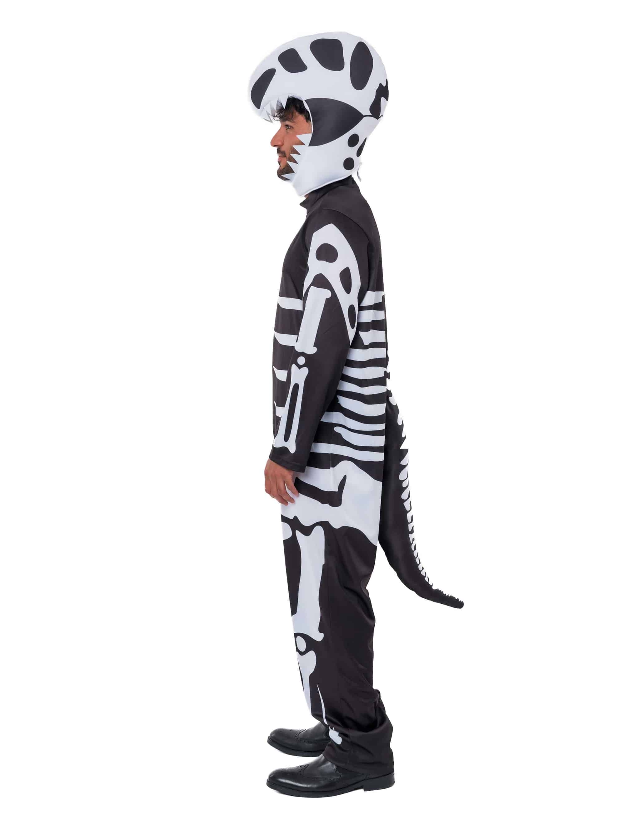 Overall Dinosaurier-Skelett mit Mütze schwarz/weiß S/M