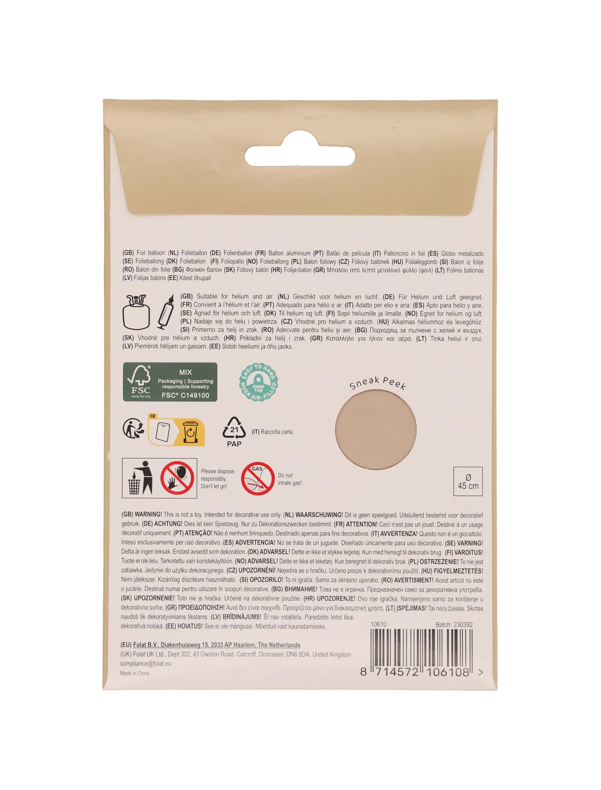 Folienballon Herz S matt gold