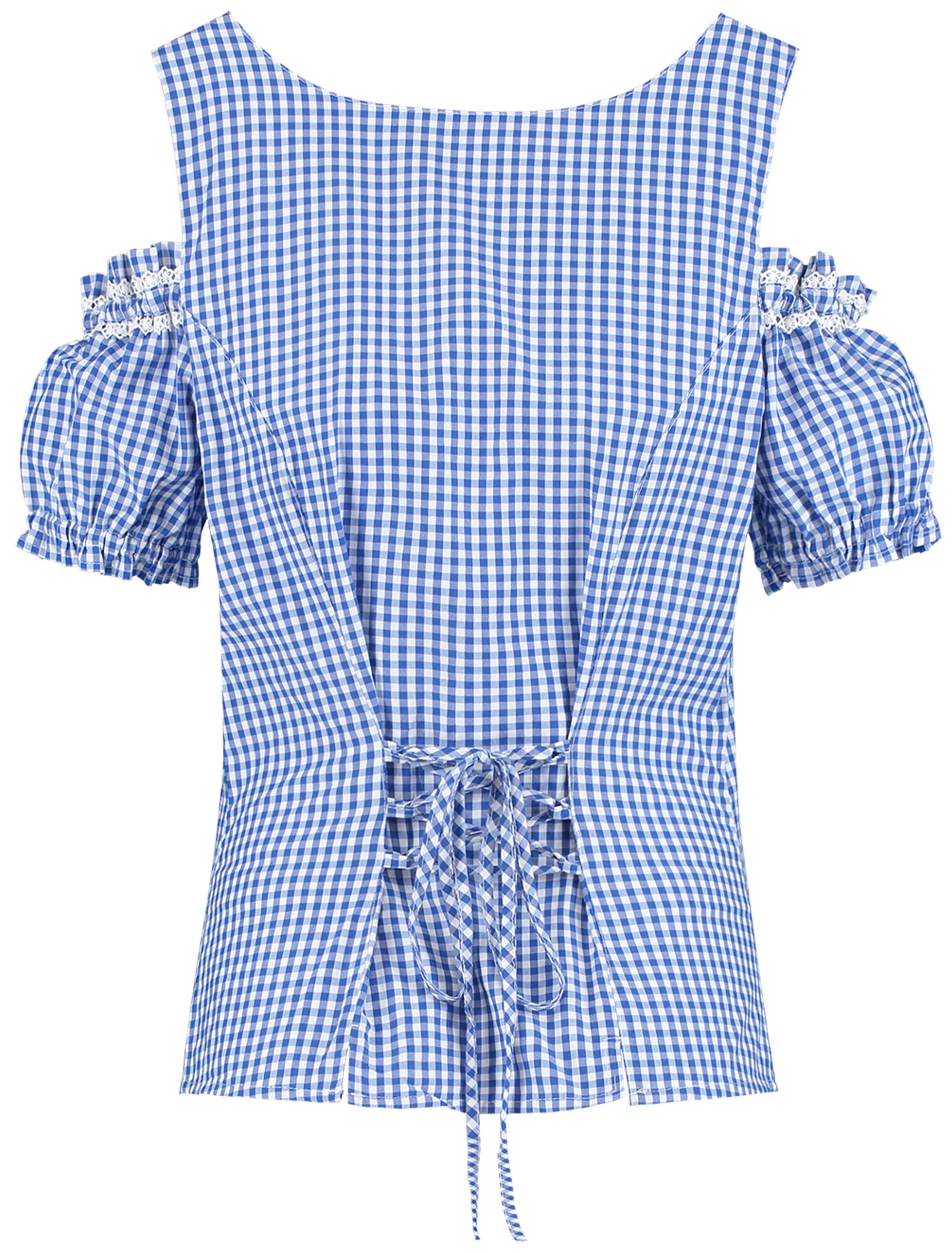Trachtenbluse mit Trägern Damen blau/weiß 40
