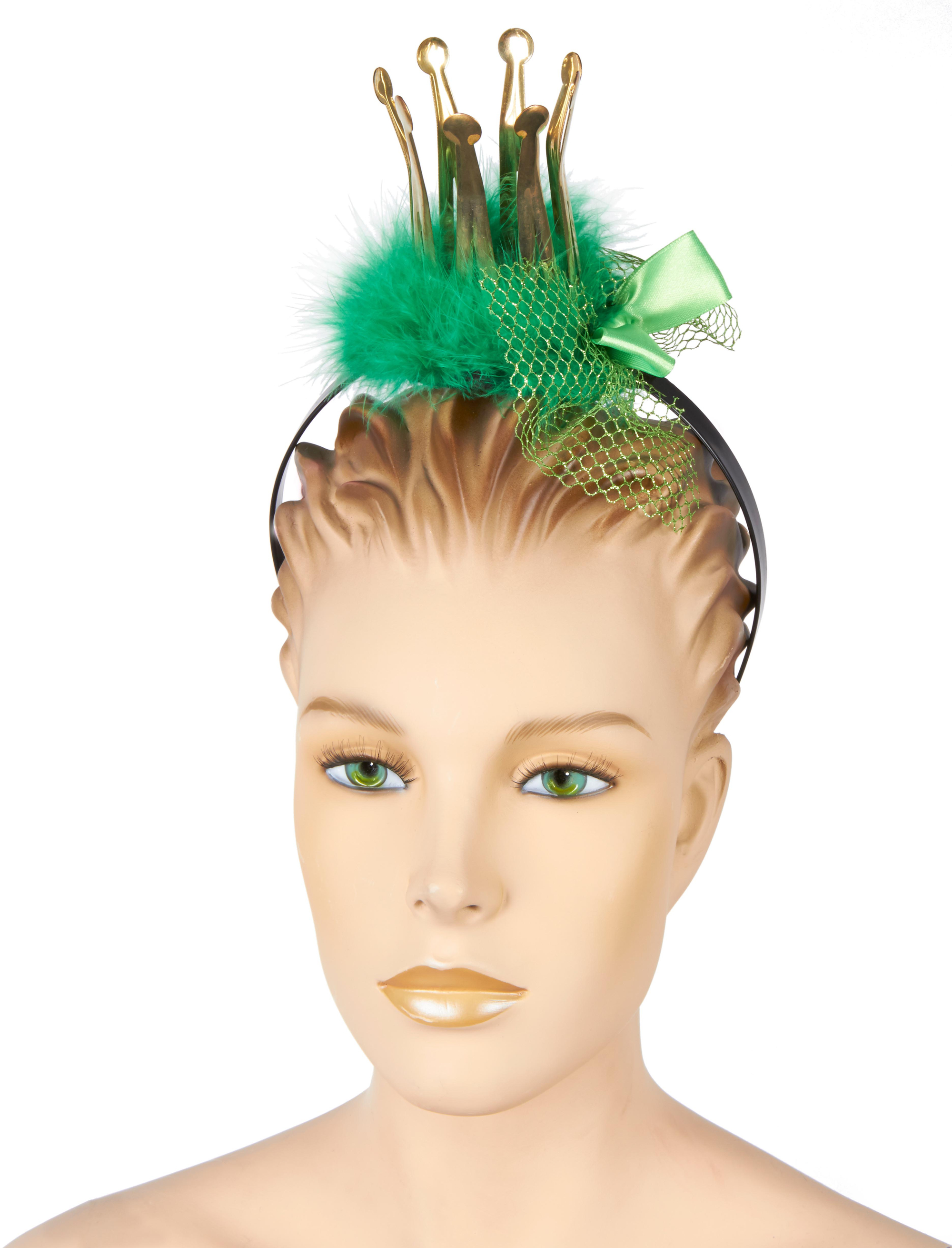 Haarreif mit Mini Krone Damen grün