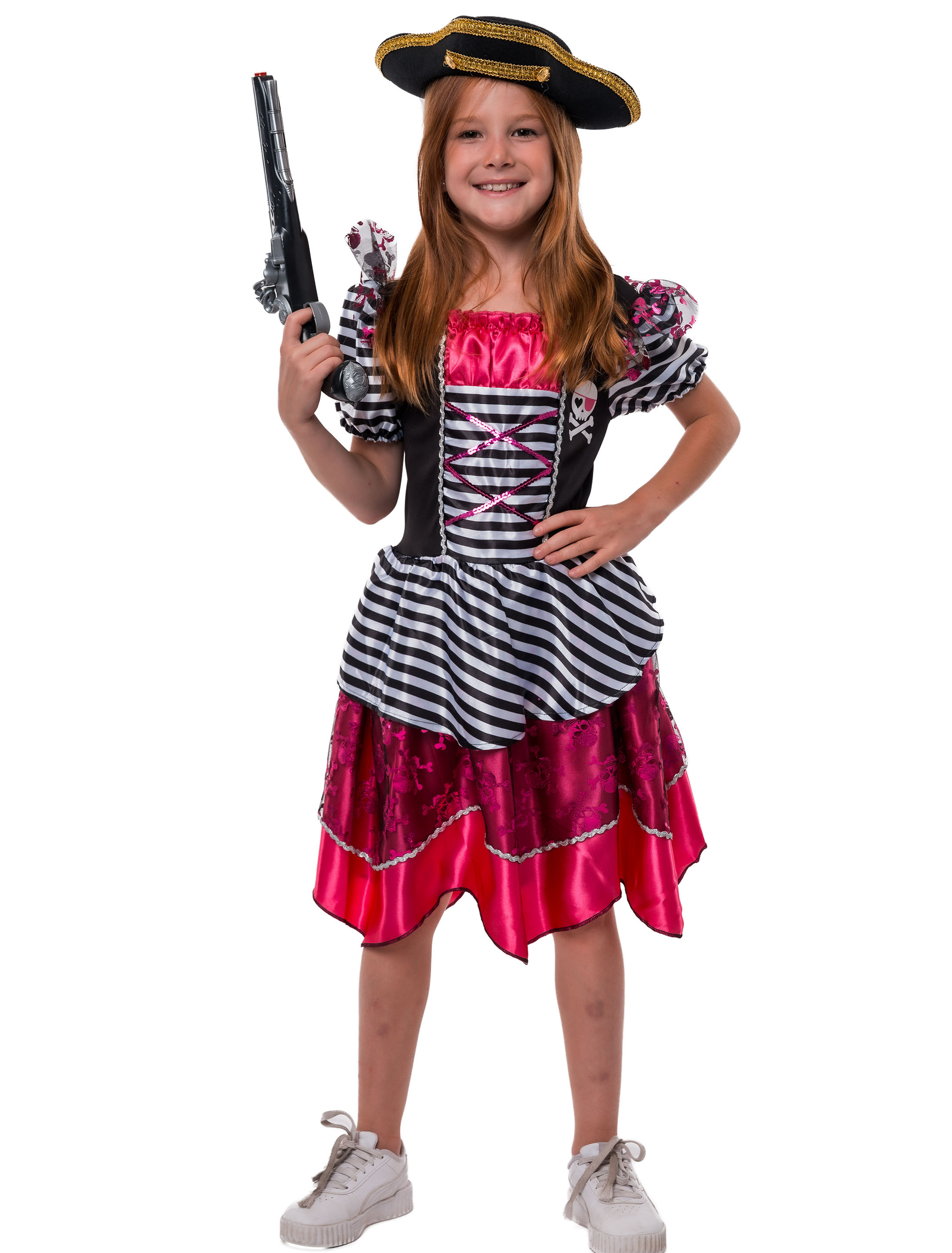 Kleid Piratin Kinder schwarz/pink 104/116