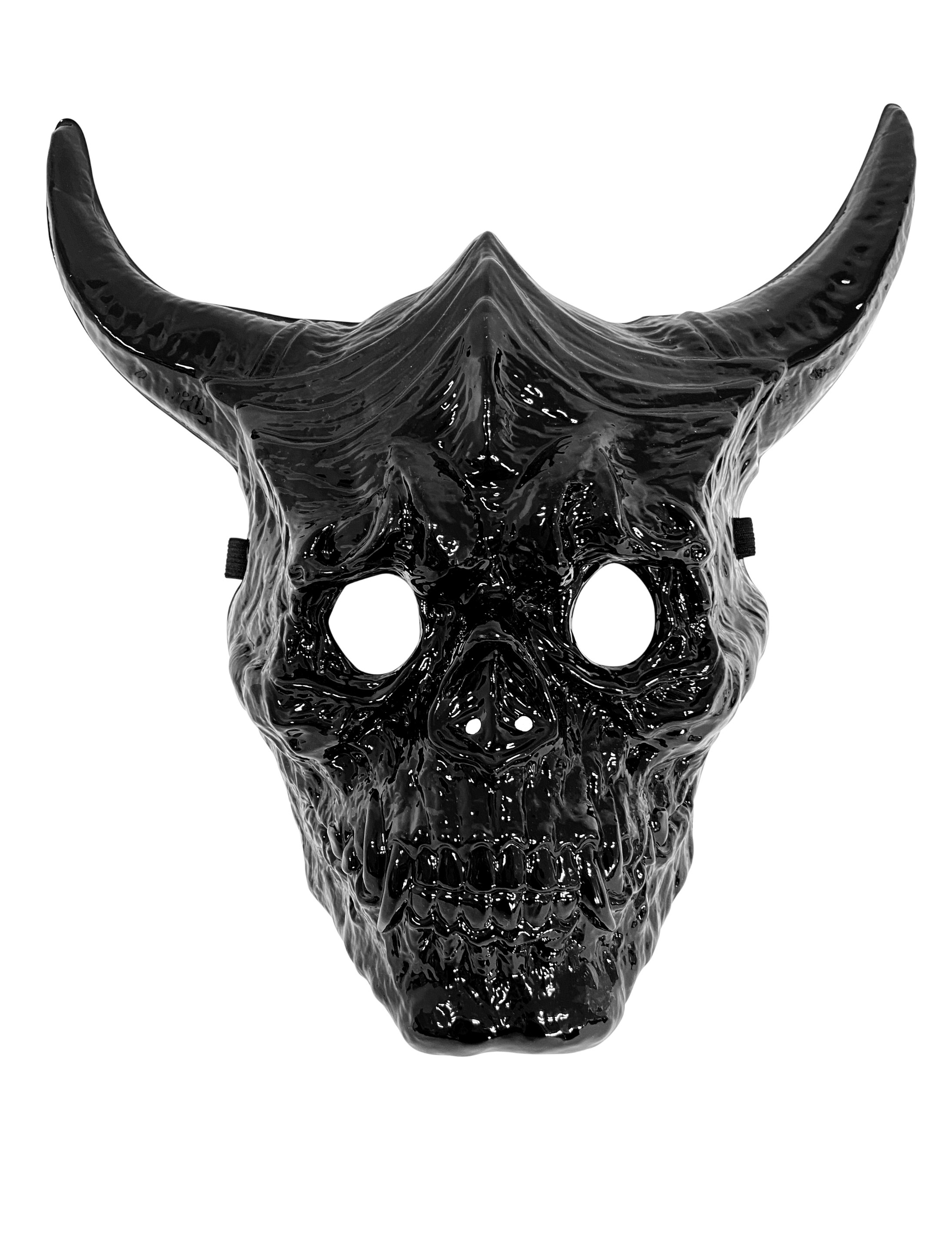 Maske Totenkopf schwarz mit Hörnern