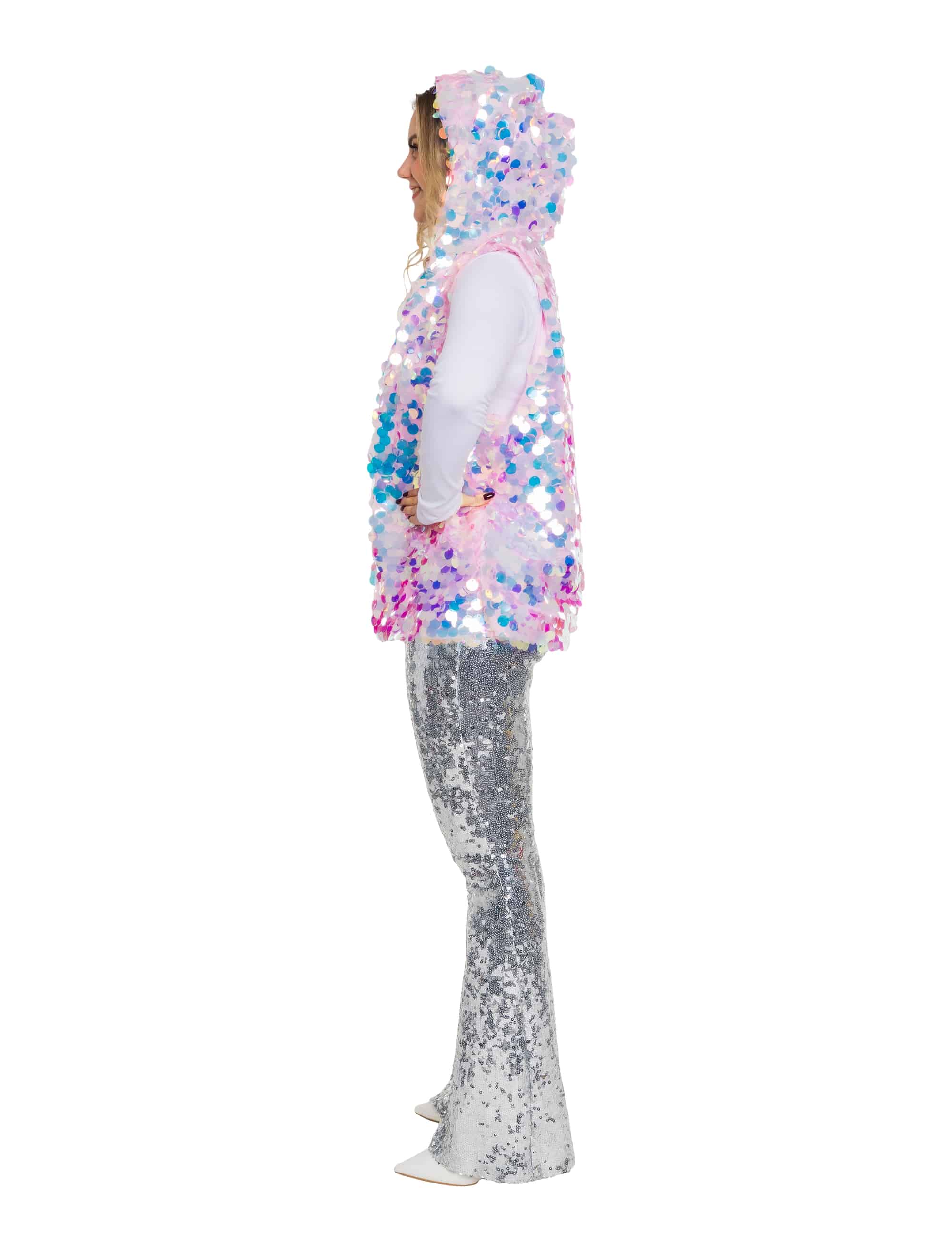 Weste mit Pailletten und LED Damen rosa S/M