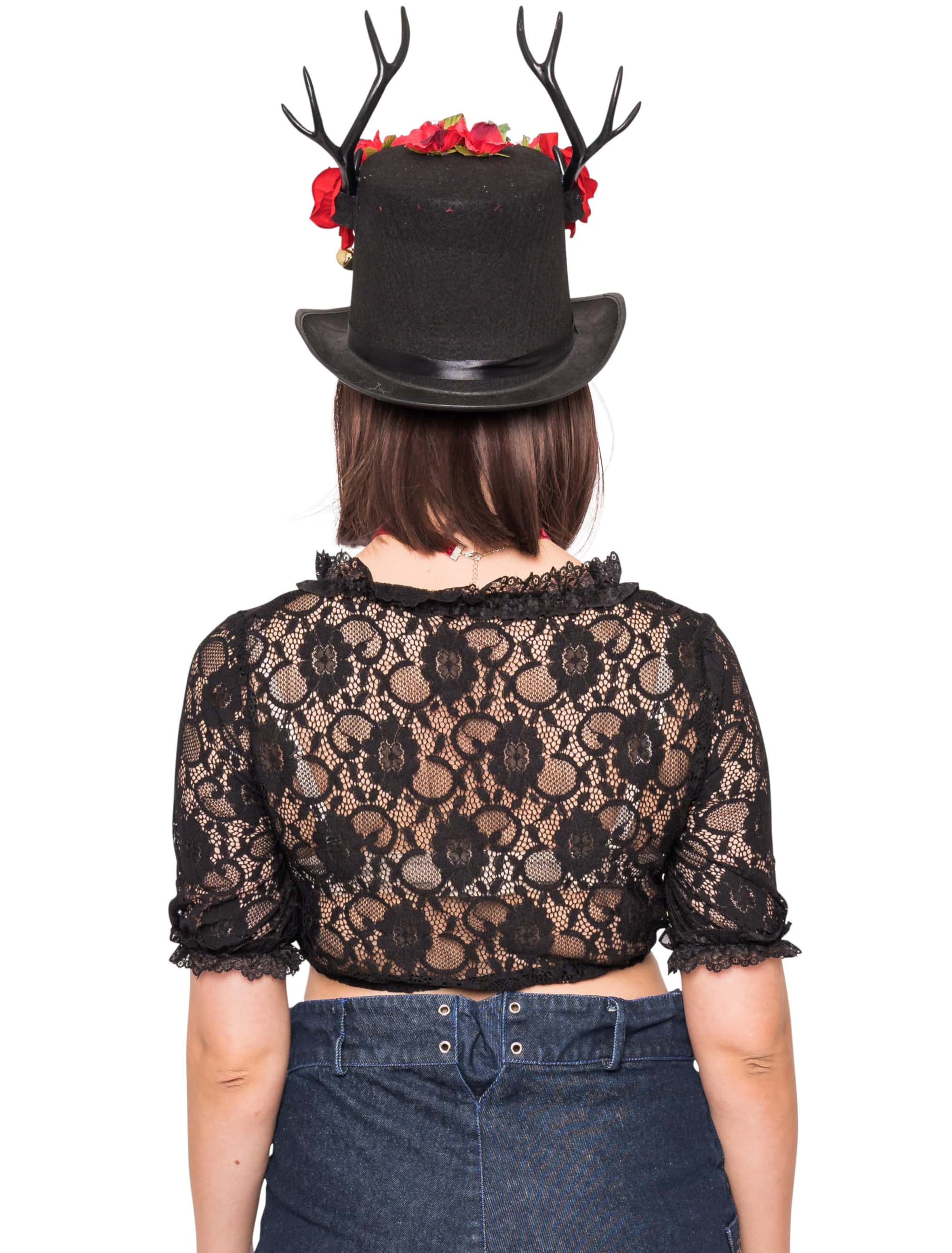 Dirndlbluse Karin mit langen Ärmeln Damen schwarz 38