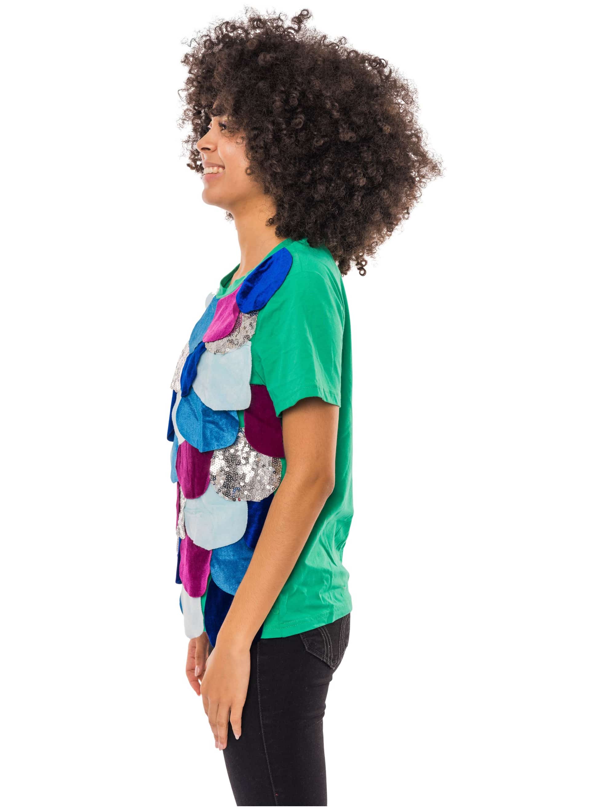 T-Shirt Fisch mit Schuppen Damen grün S