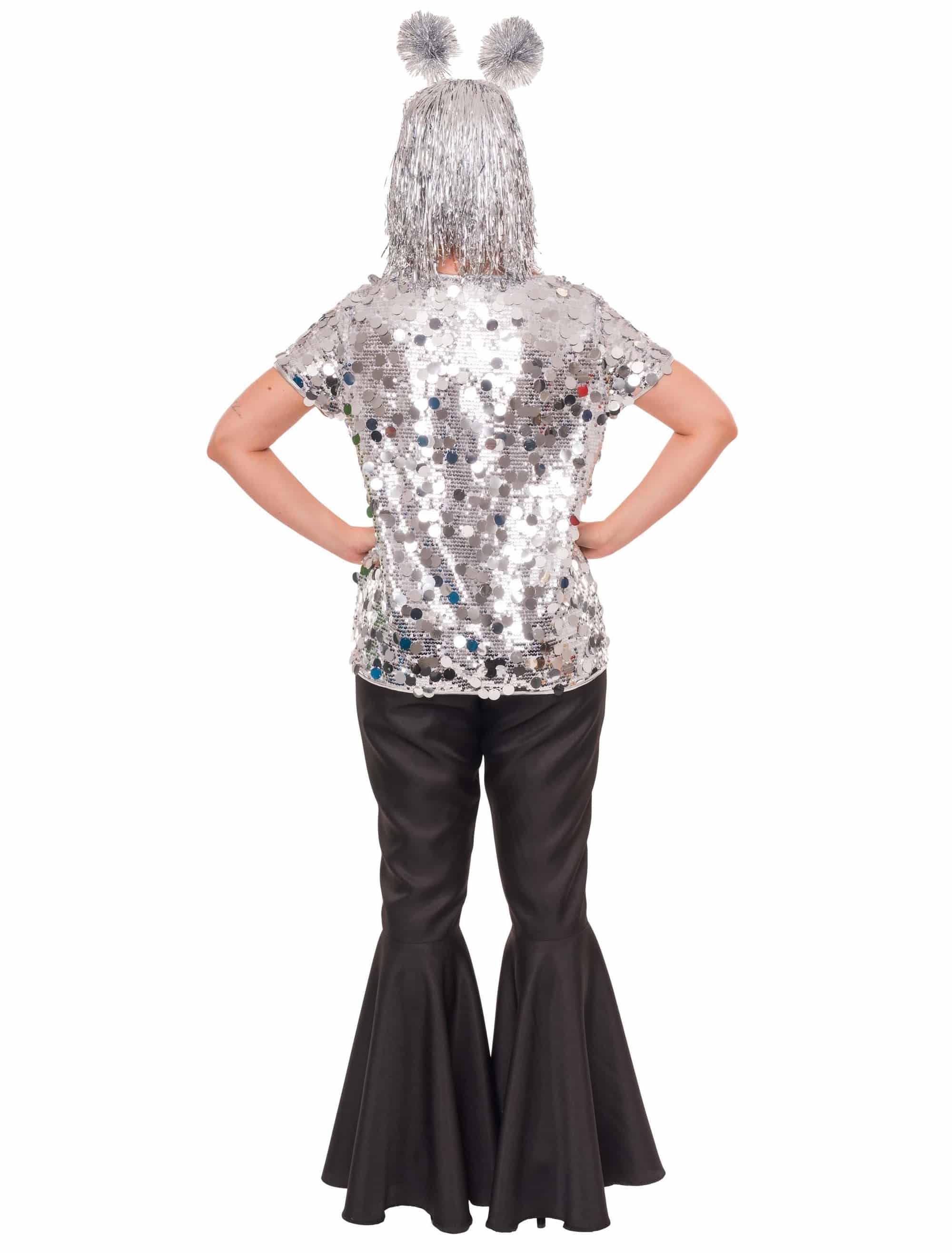 T-Shirt Pailletten Damen silber S/M