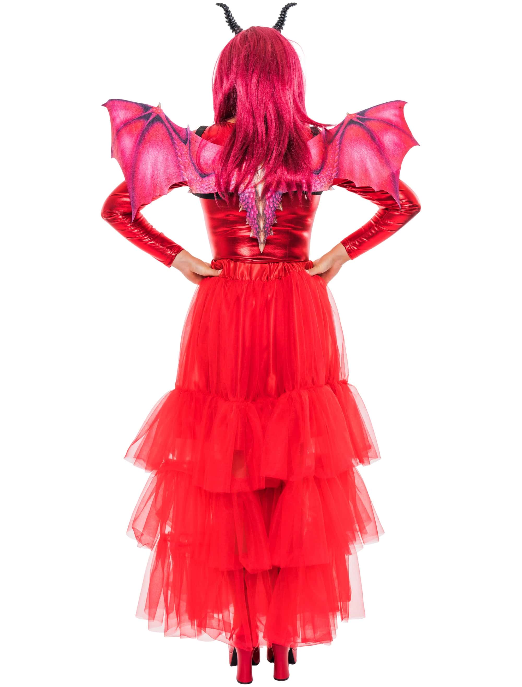 Tüllrock lang Damen rot one size