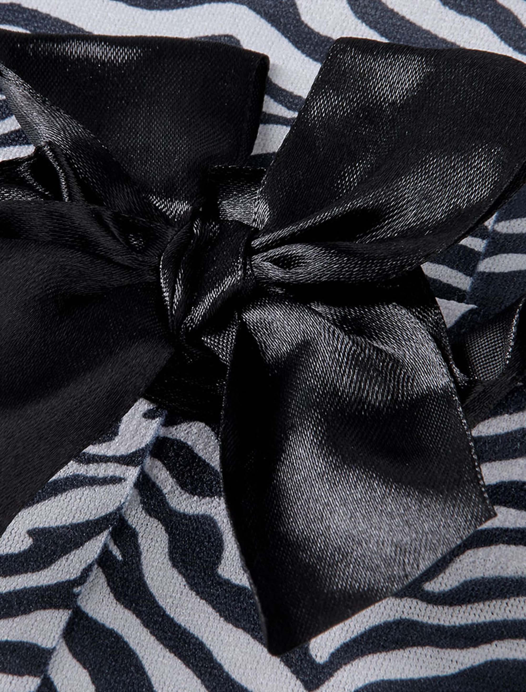 Overknee Strümpfe mit Schleife Zebra schwarz/weiß one size