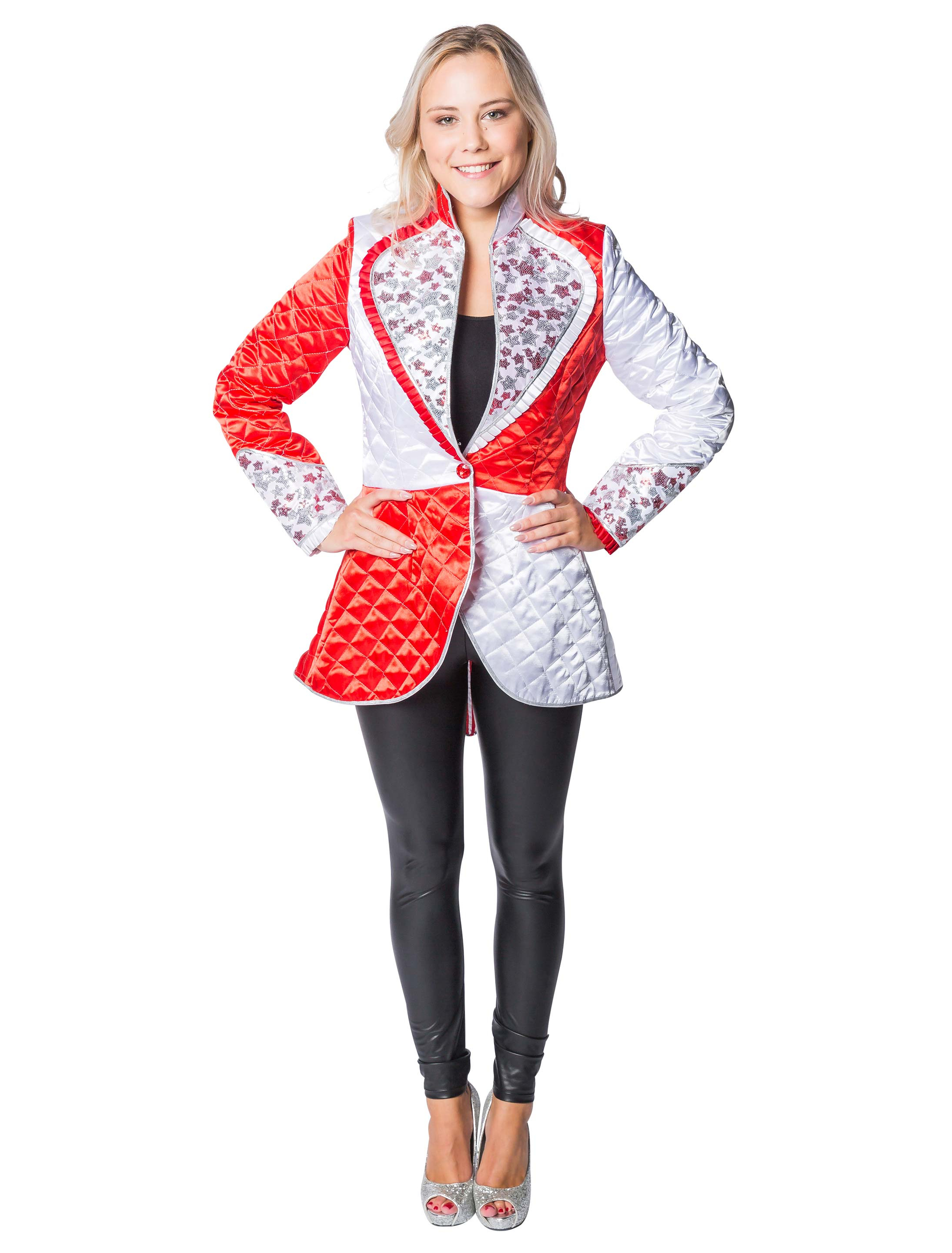 Frack mit Sternen Stepp deluxe Damen rot/weiß S