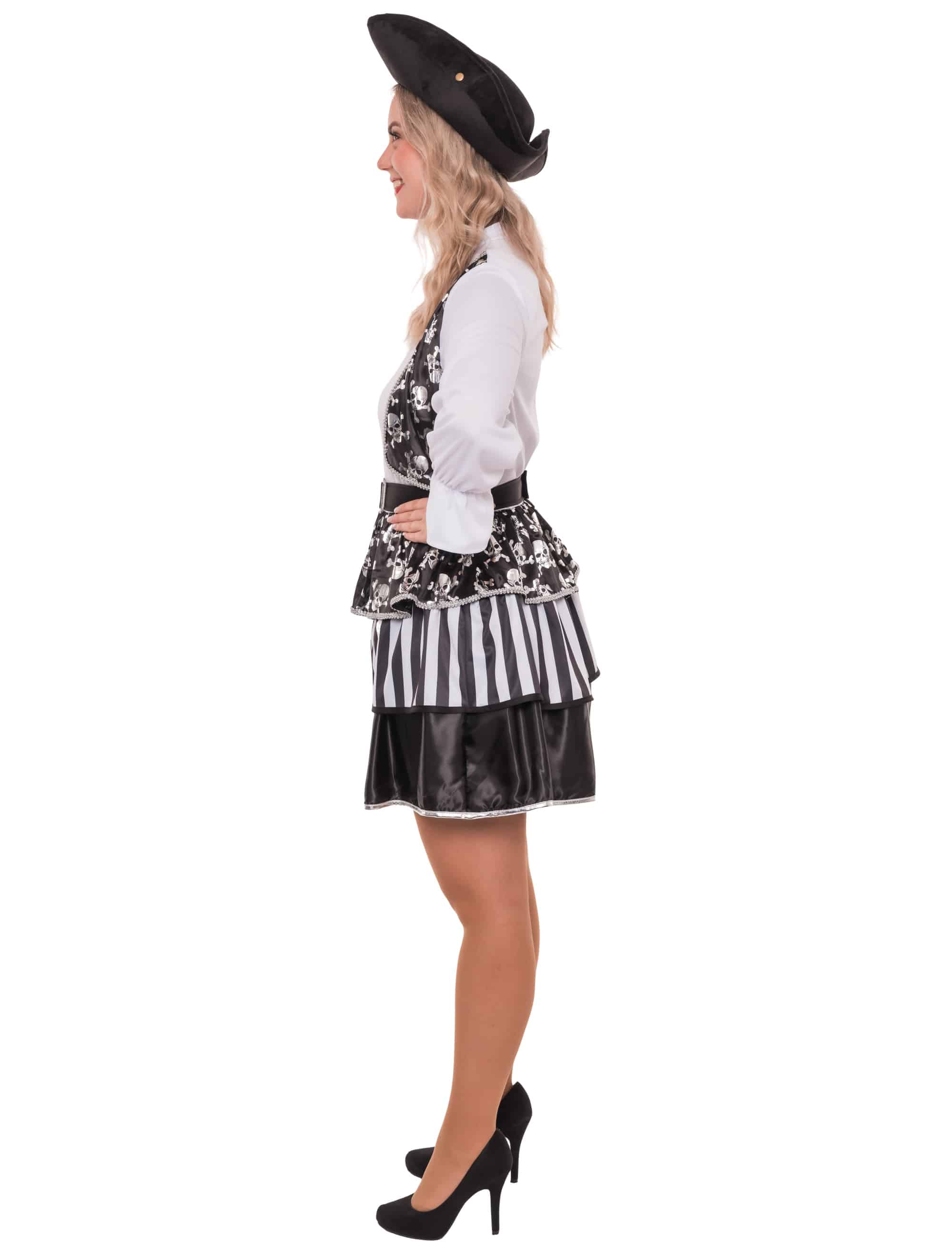 Kostüm Piratin 2-tlg. schwarz/weiß S/M