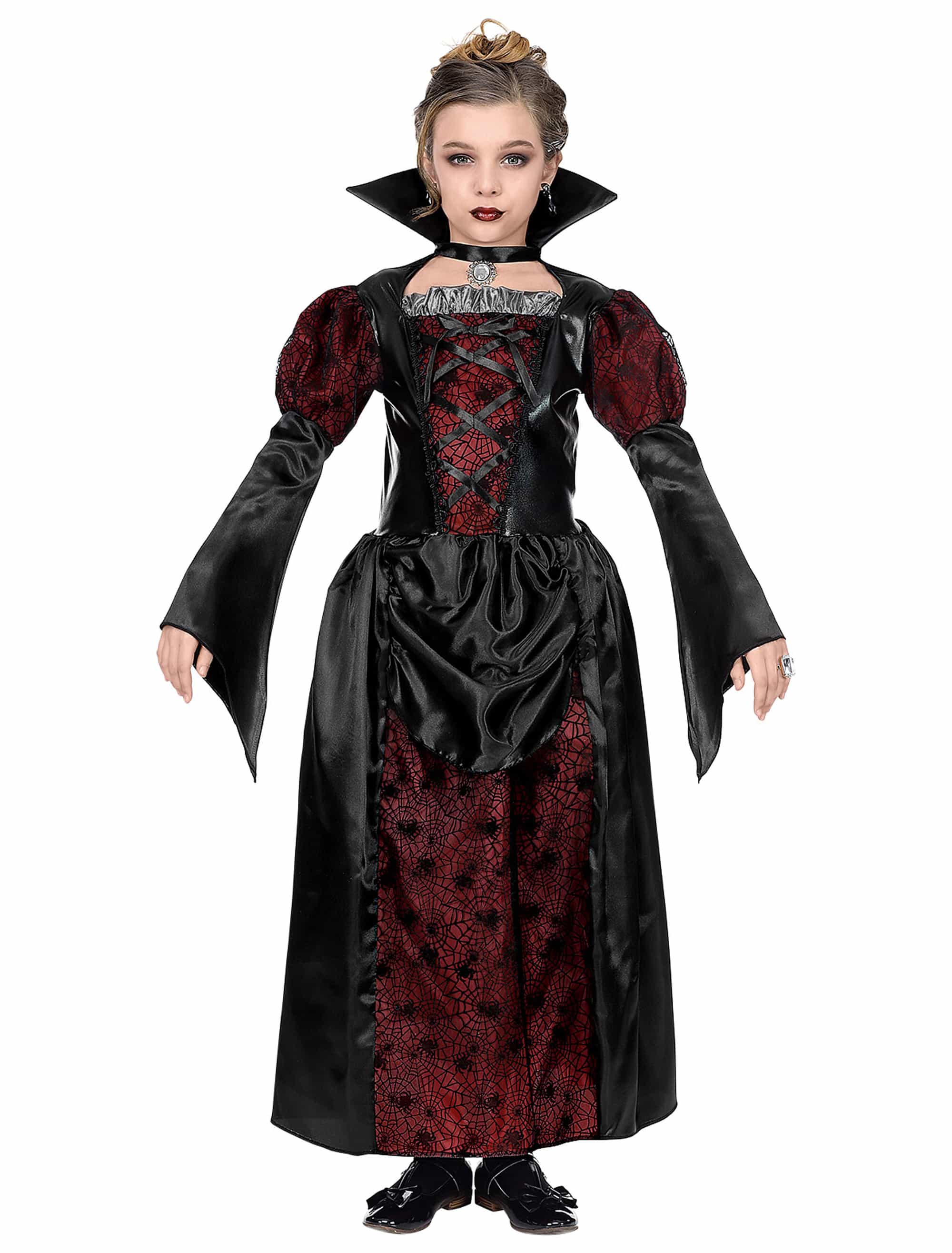 Kleid Vampirin Kinder Mädchen schwarz/rot 158