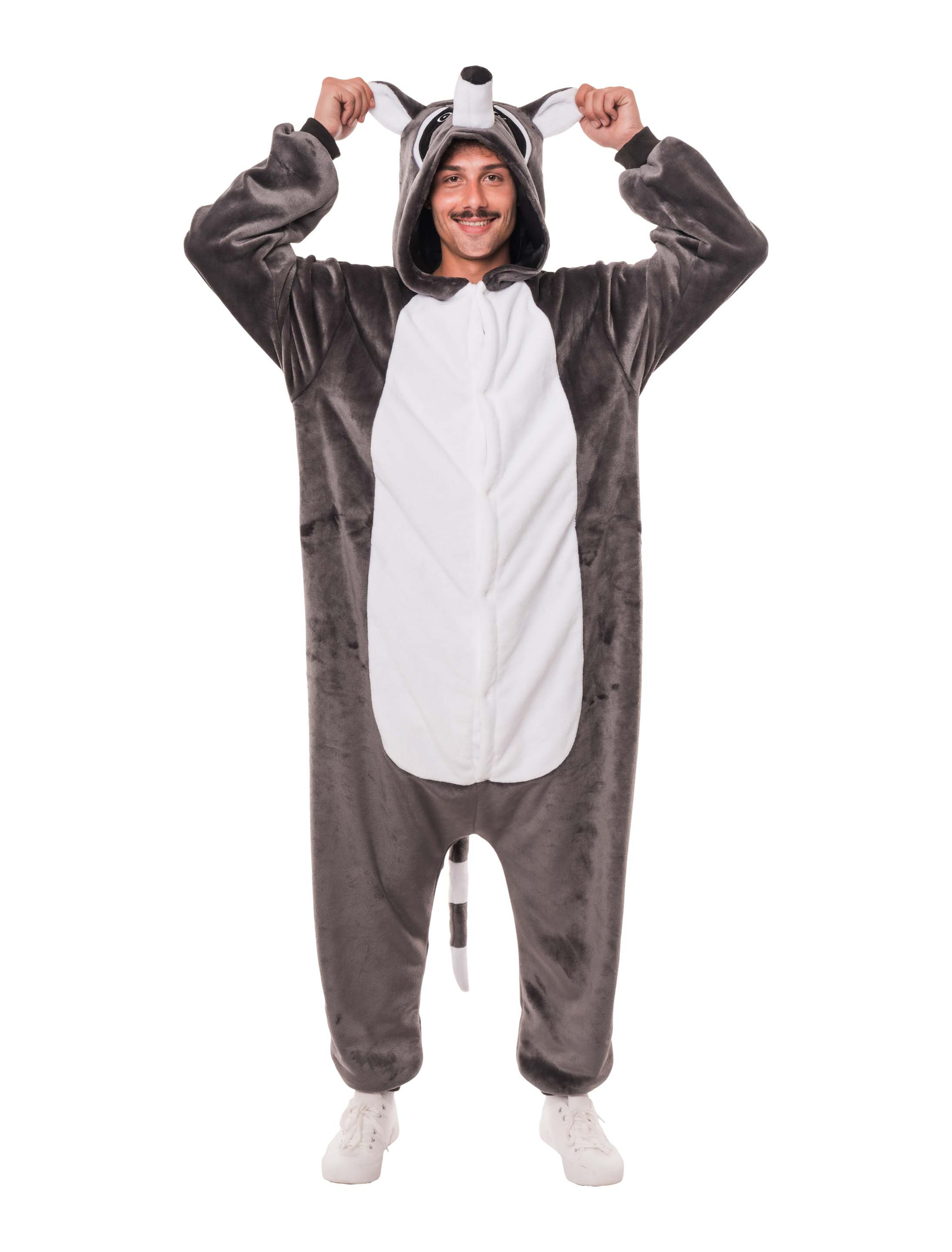 Overall Plüsch Waschbär Herren schwarz/weiß 50/52