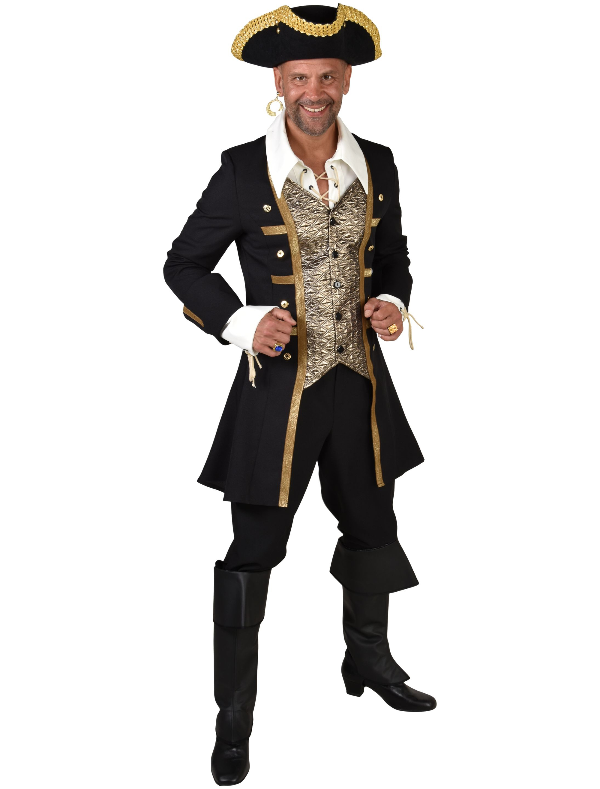 Pirat 2-tlg. Herren schwarz/gold M