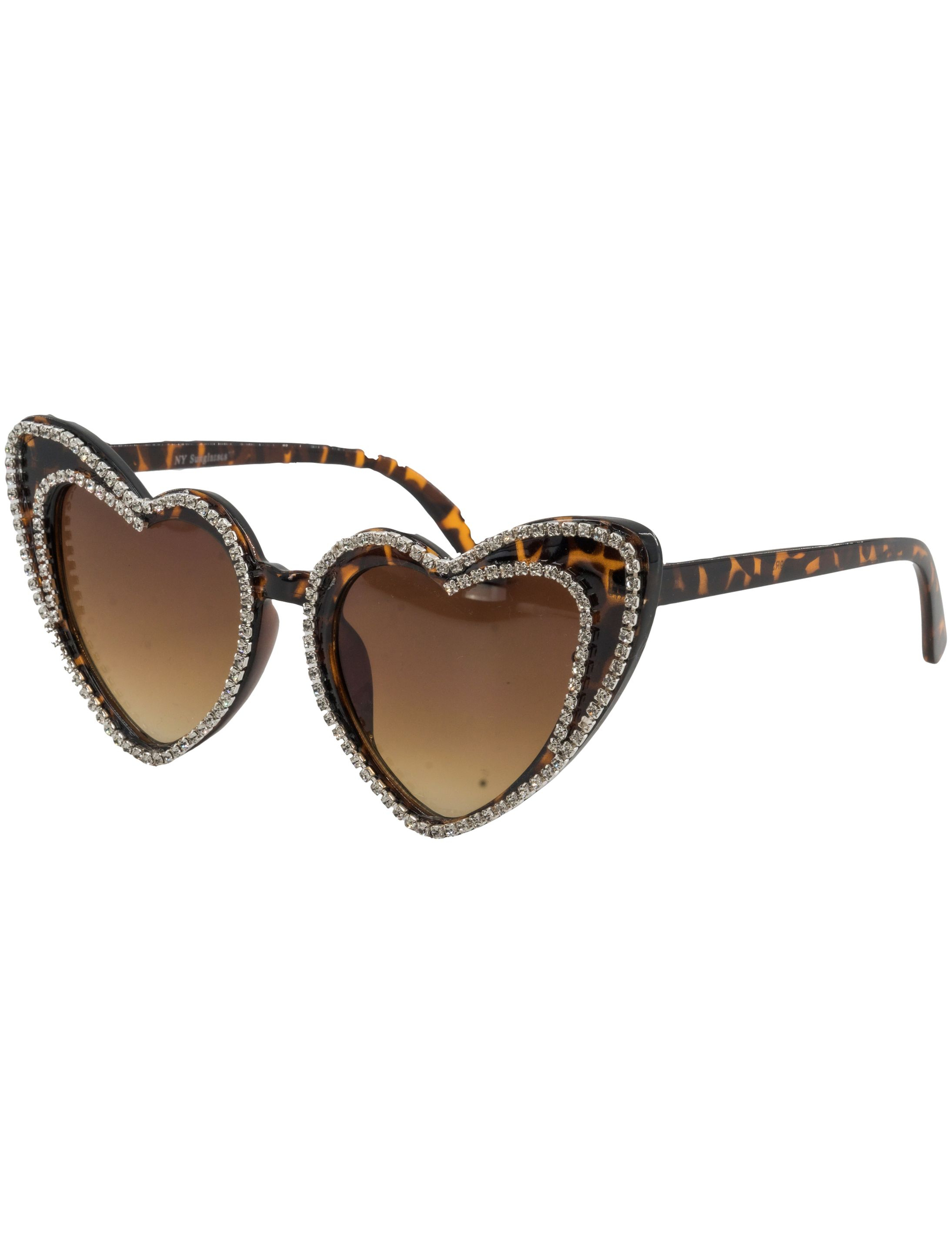 Brille Leoprint mit Strass braun