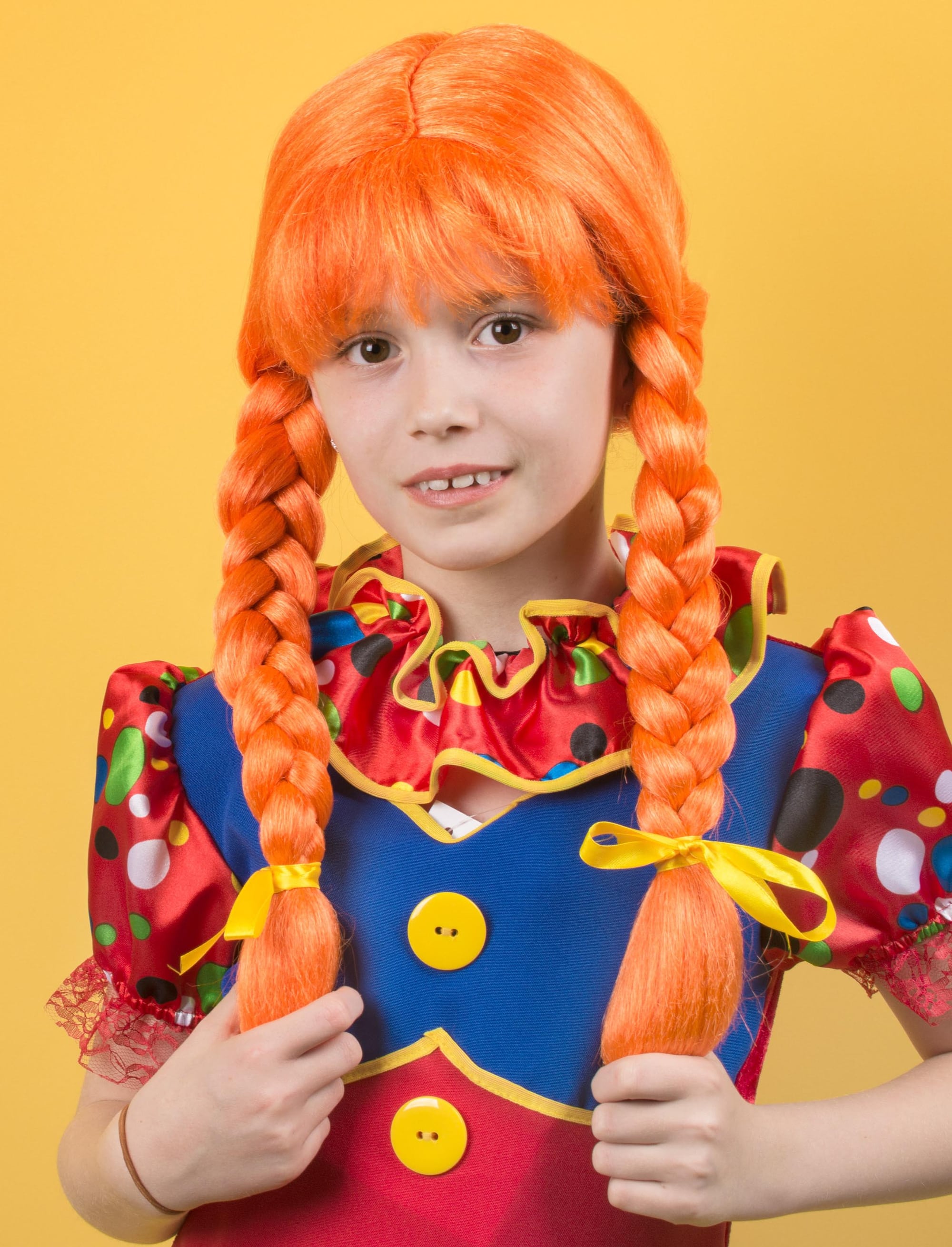 Perücke mit Zöpfen Kinder orange
