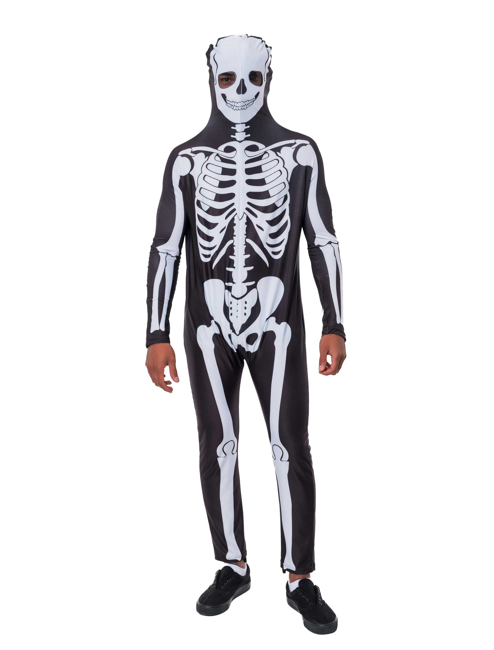 Ganzkörperanzug Skelett Herren schwarz/weiß S/M