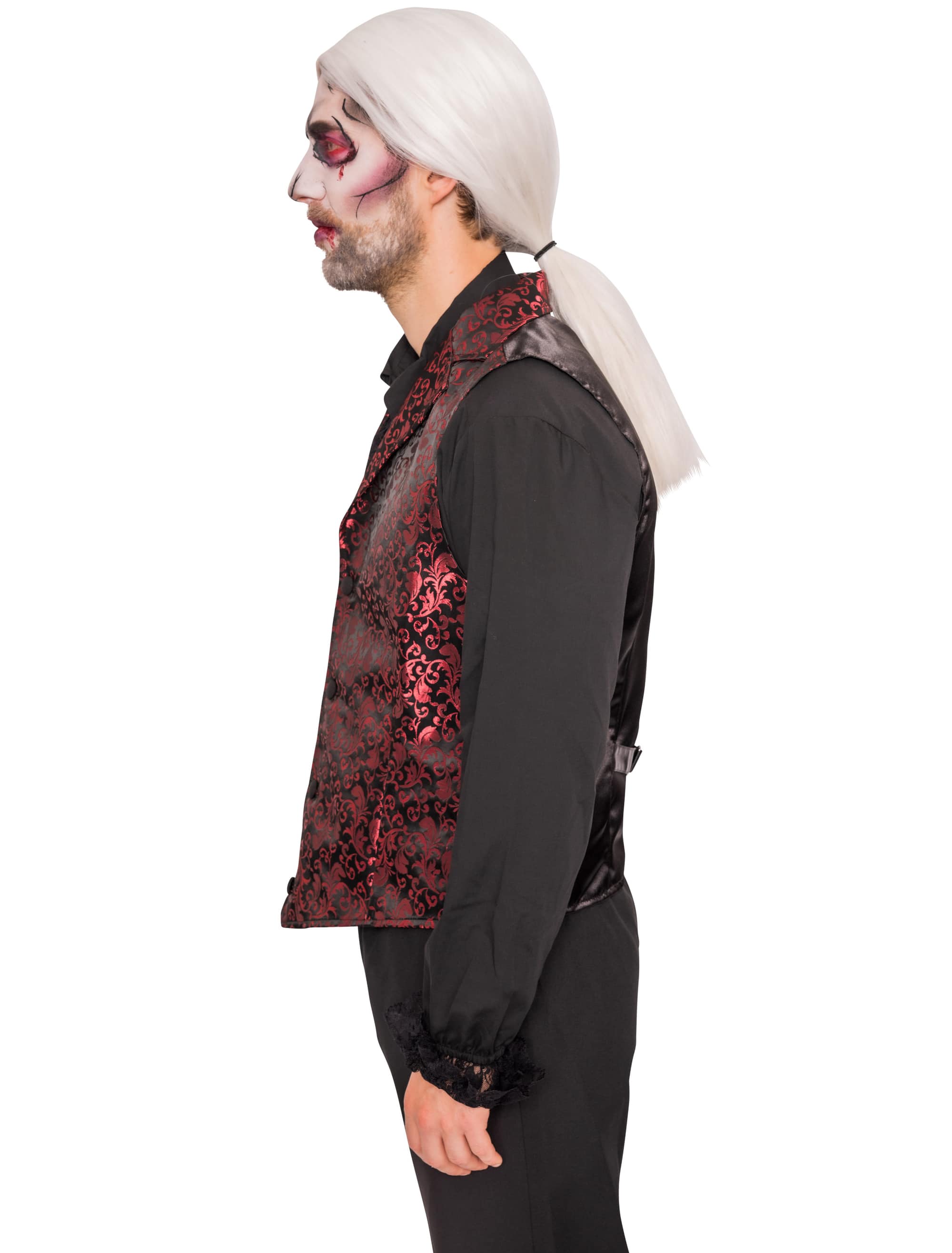Weste Brokat Herren schwarz/rot S