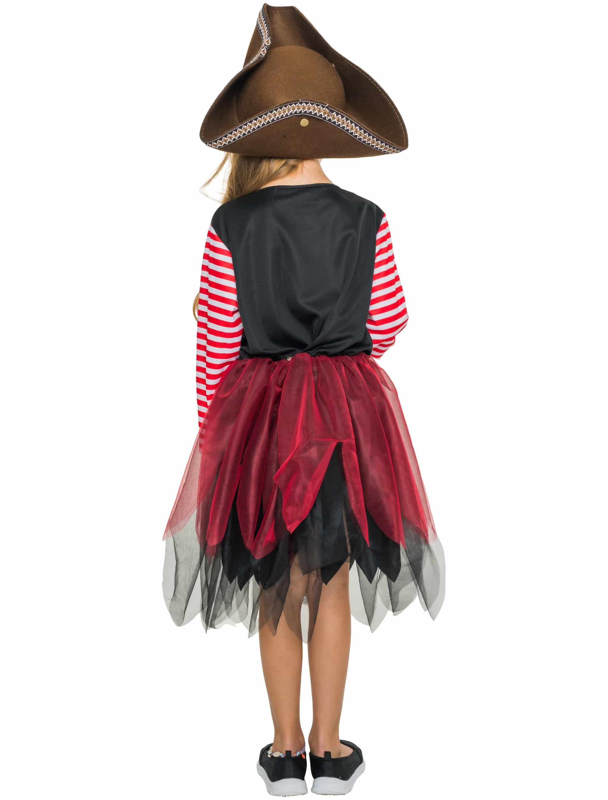Kleid Piratin mit Papagei Kinder schwarz/rot 104