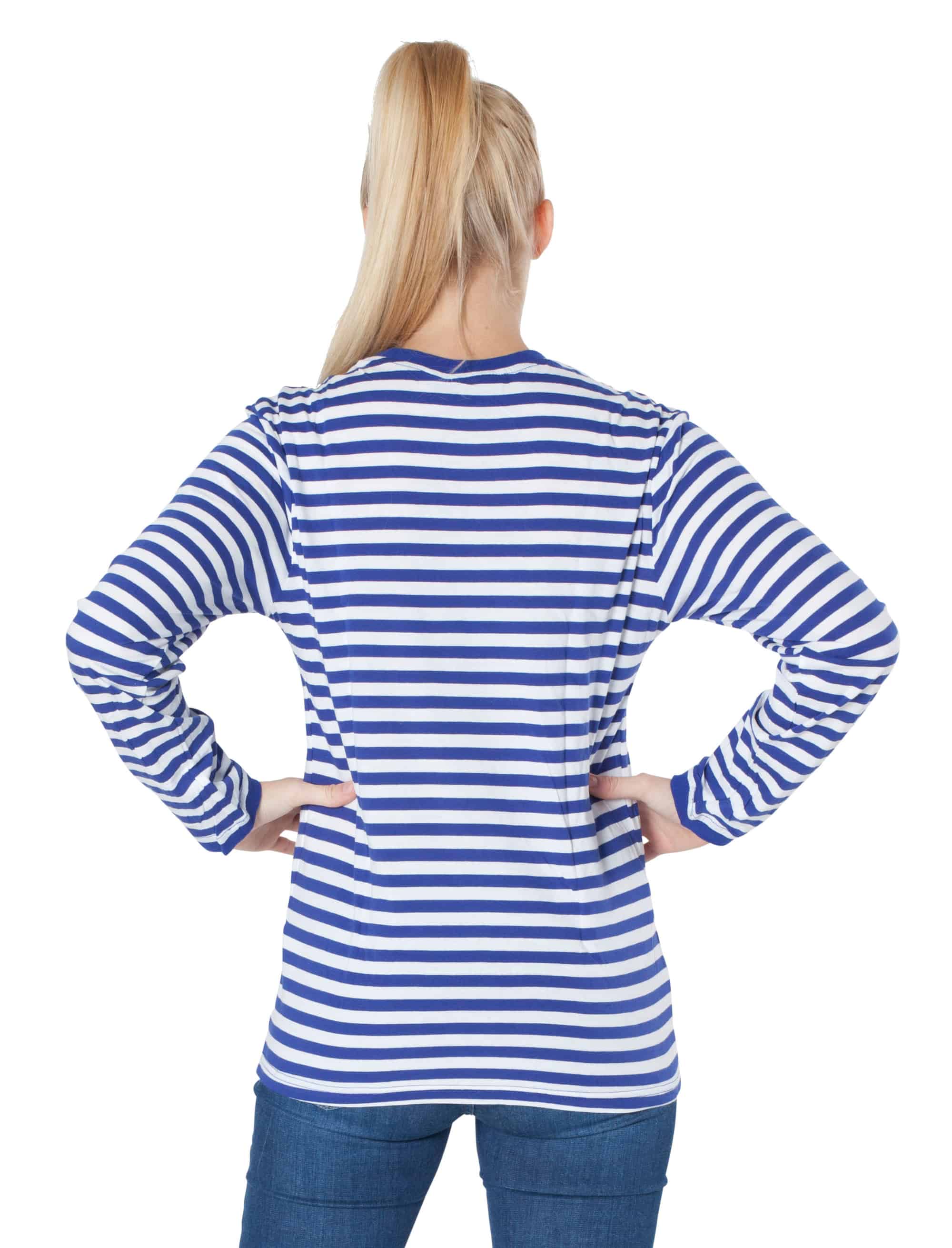 Ringelpulli langarm Unisex blau/weiß 4XL