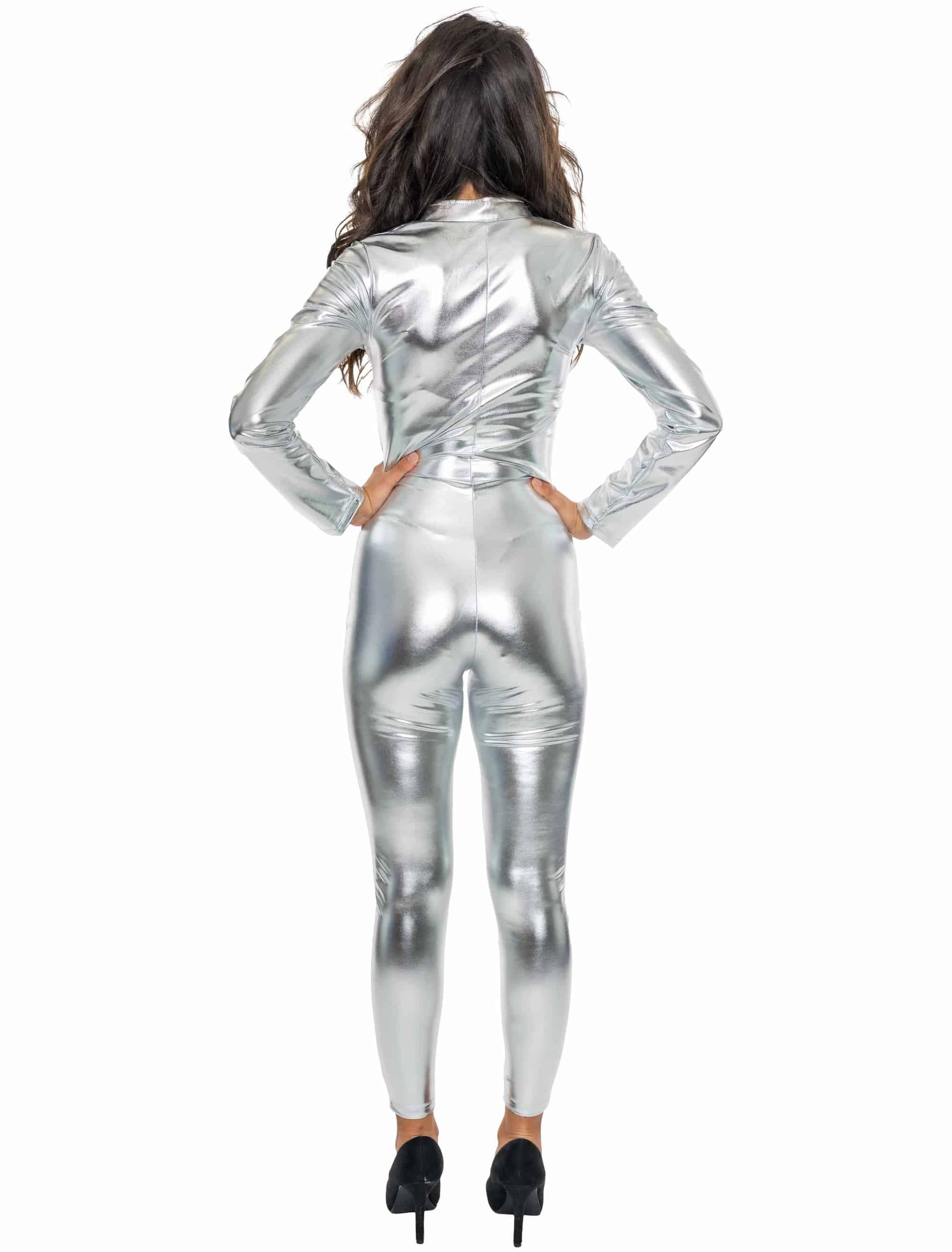 Catsuit metallic Damen silber M