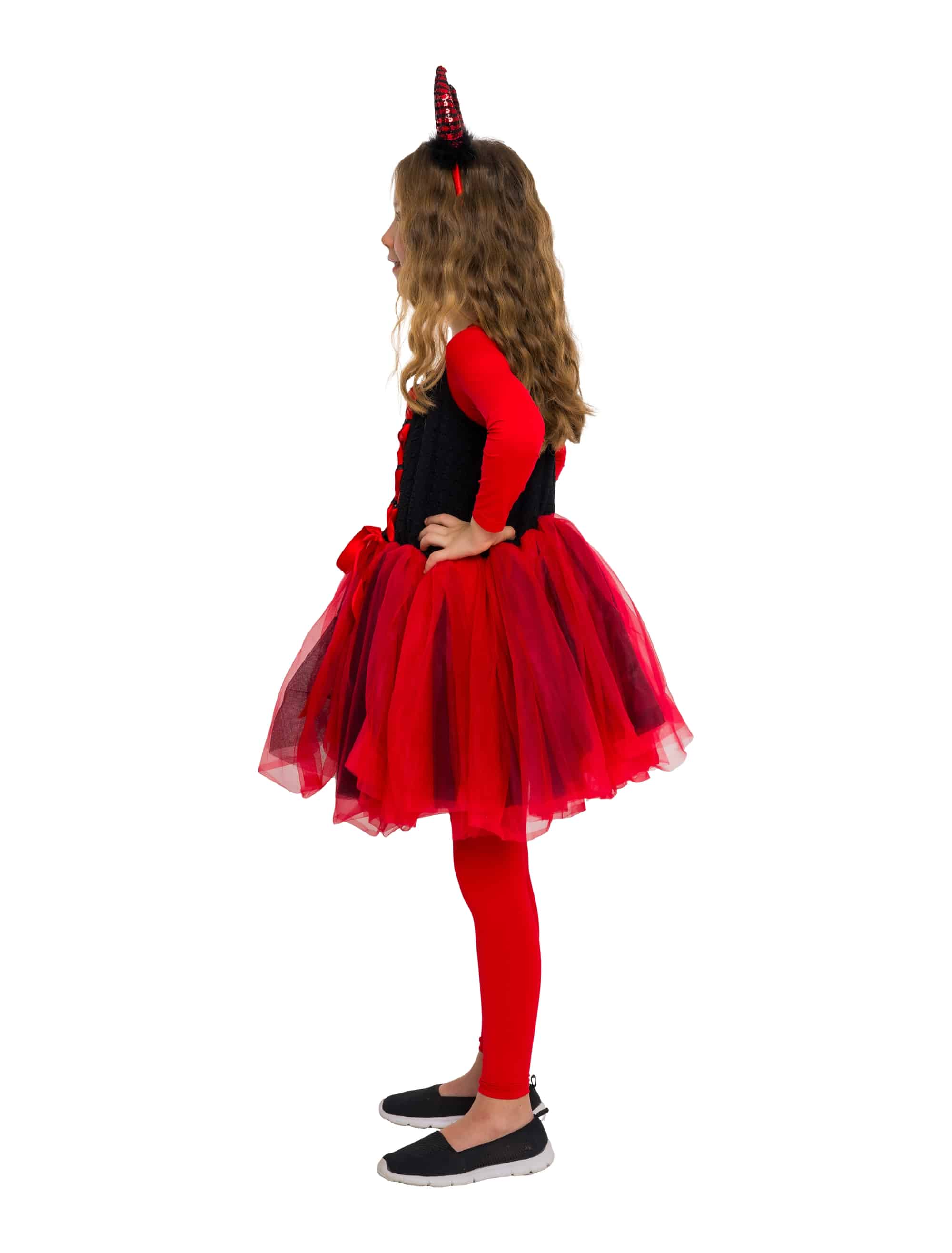 Kleid Teufelchen Mädchen schwarz/rot 152/164