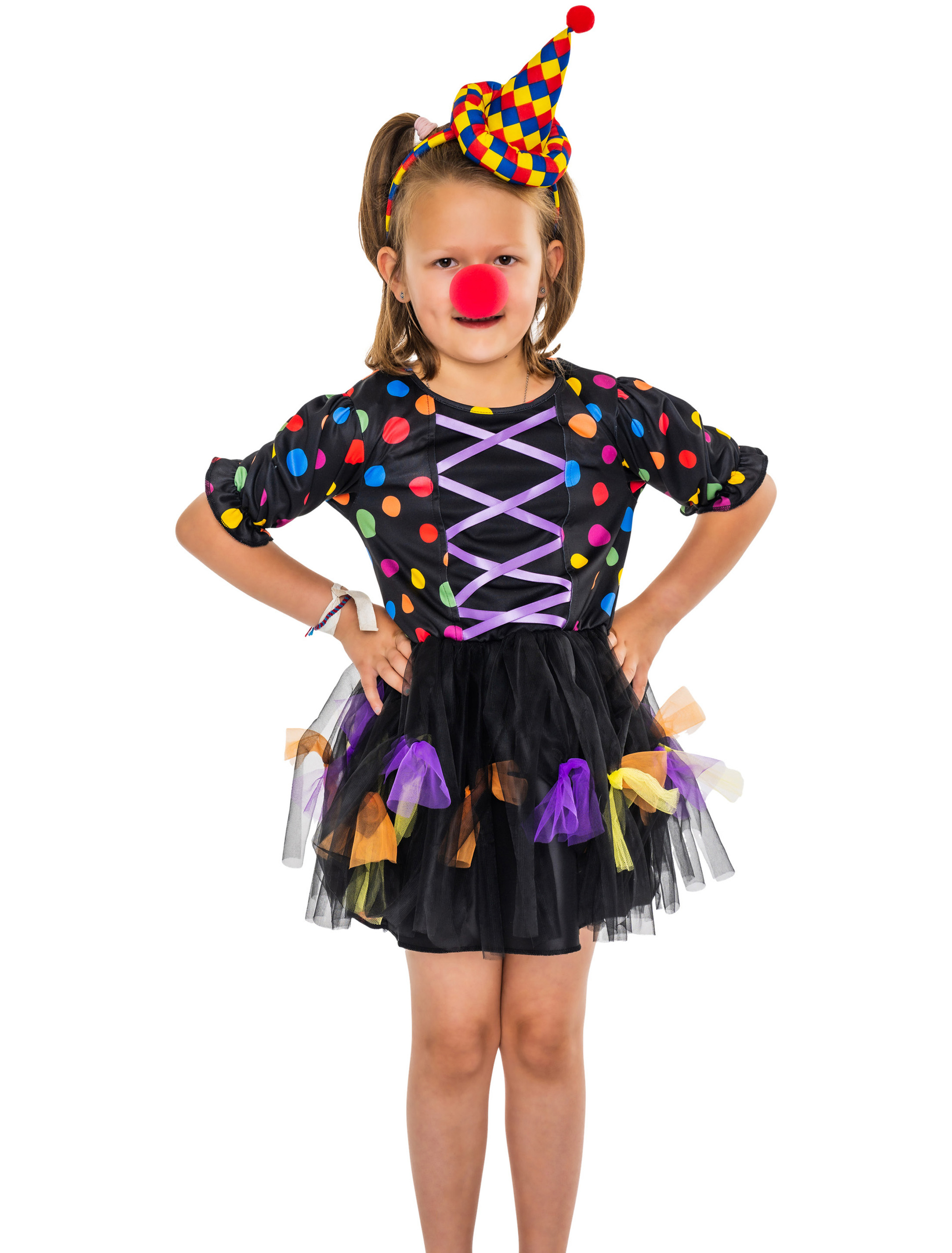 Kleid Hexe Kinder mit Punkten schwarz 140