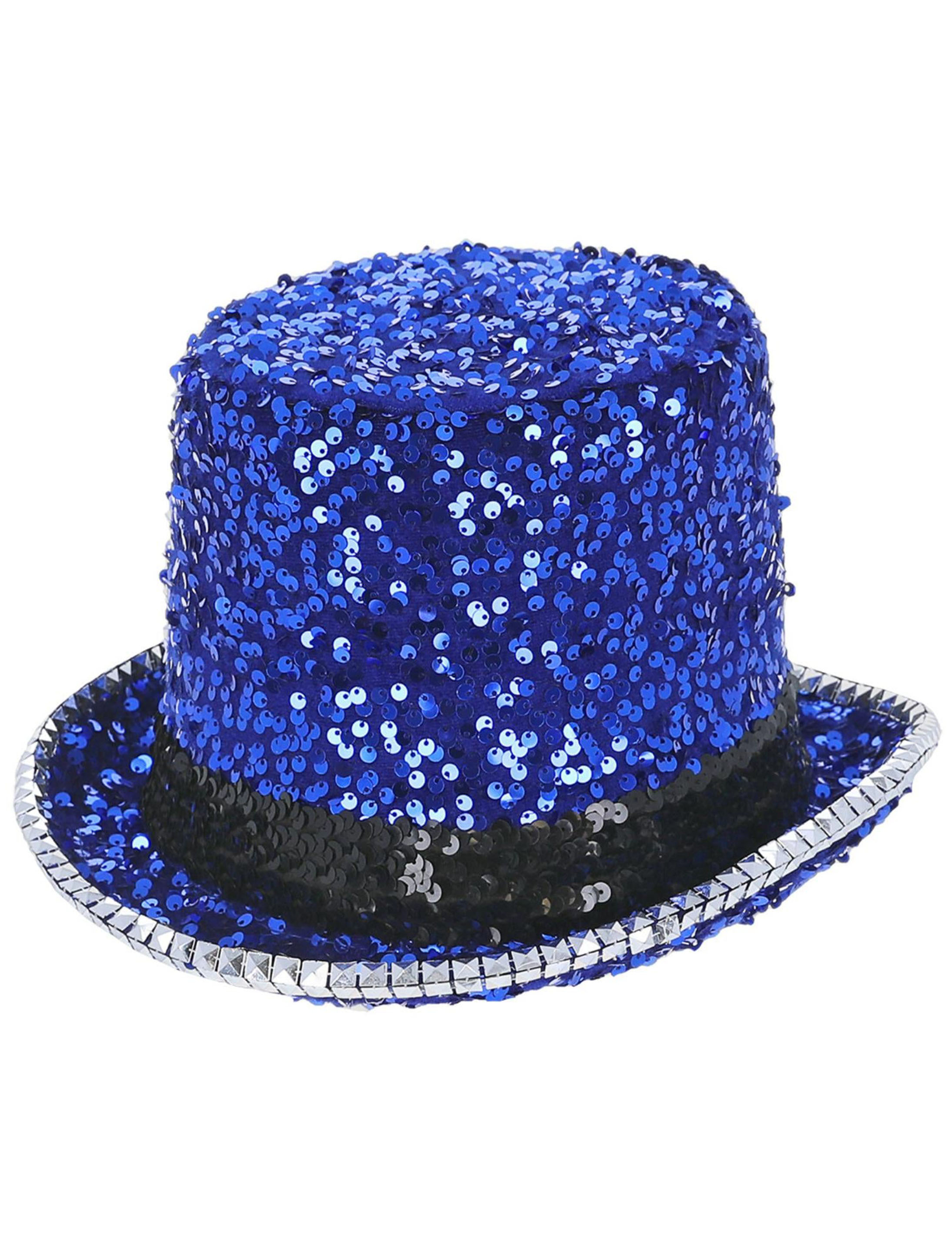 Zylinder Pailletten deluxe blau one size