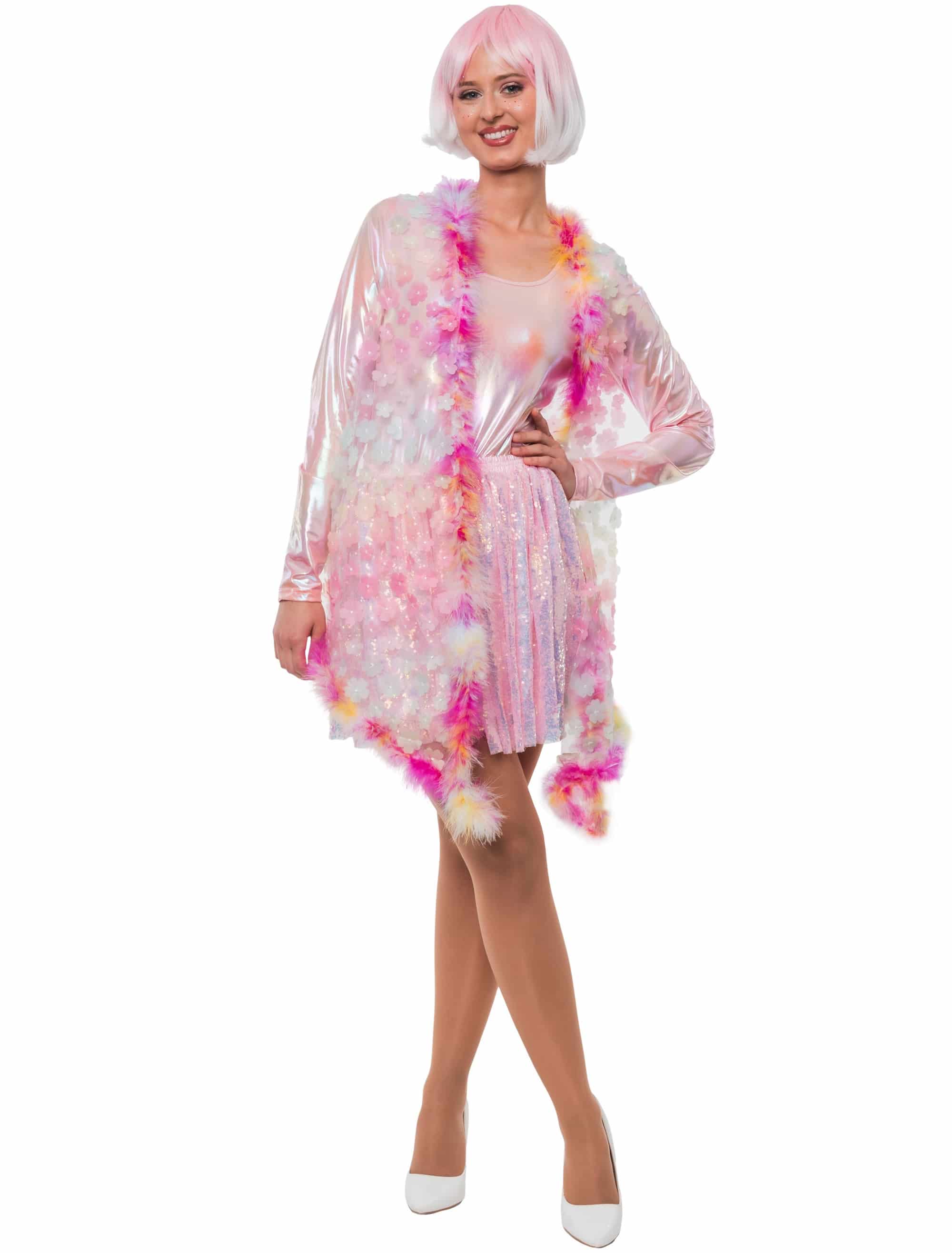 Weste lang Schmetterlinge Damen rosa S/M