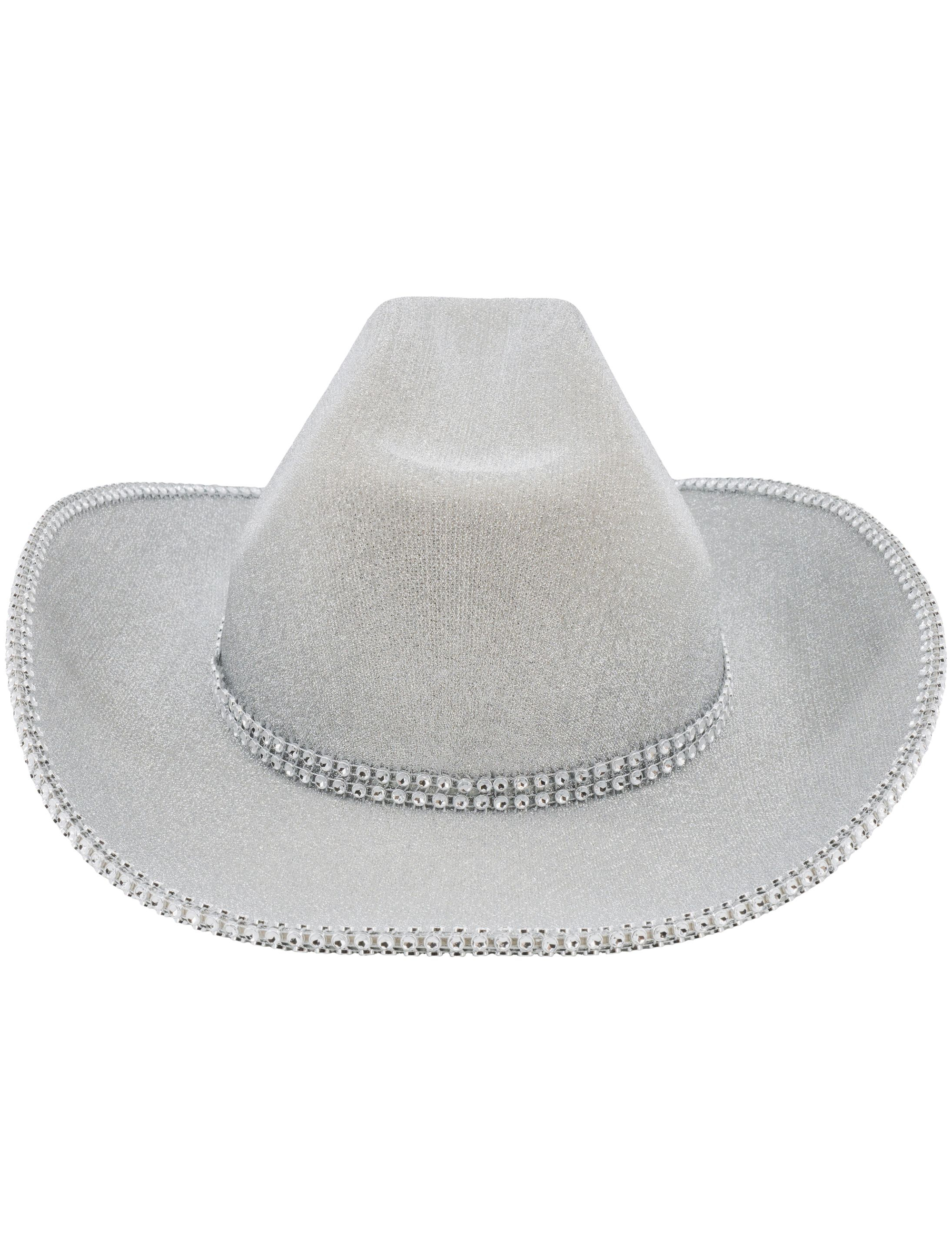 Cowboyhut mit Glitzer Damen silber 57