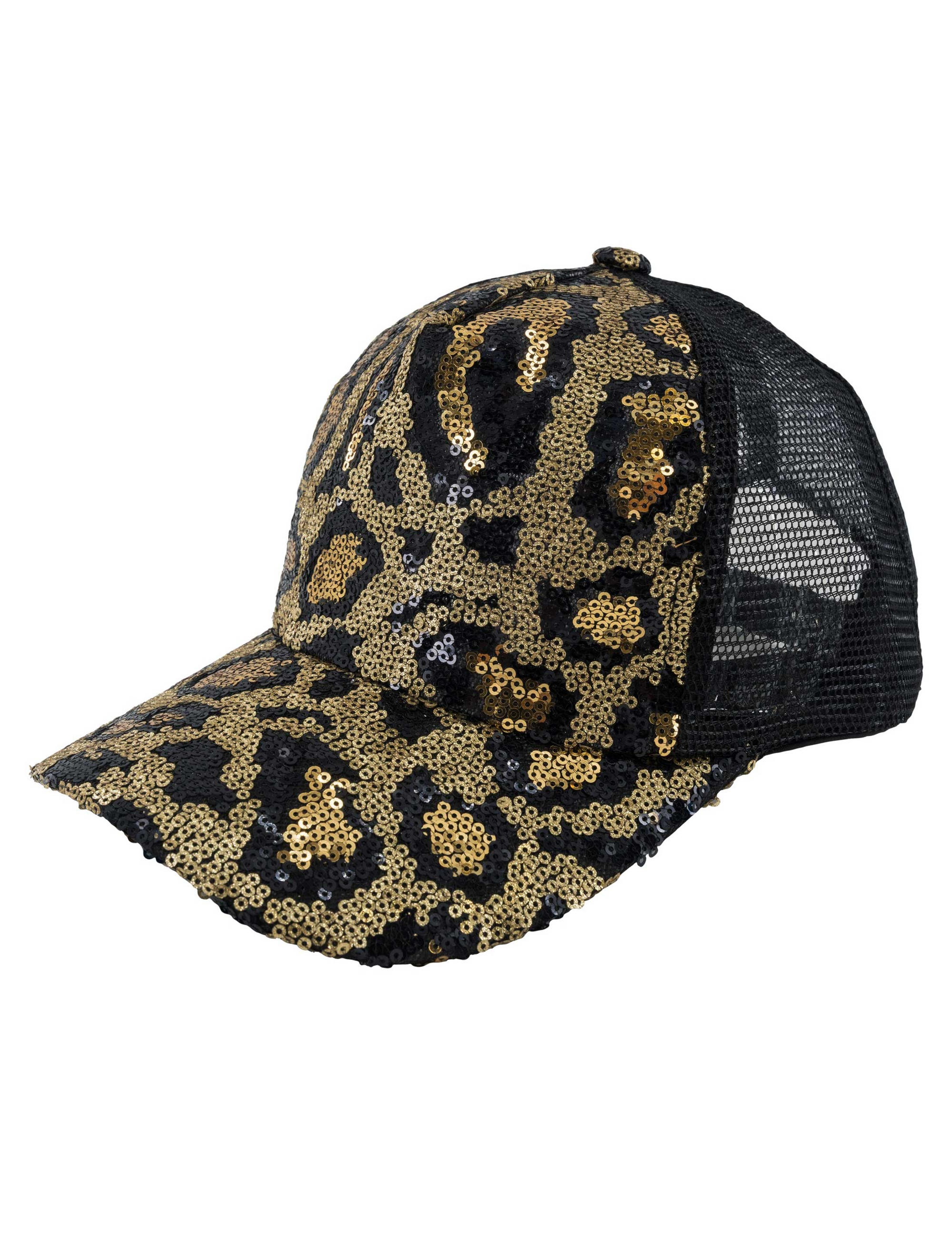 Baseballcap Pailletten Leopard schwarz/gold one size