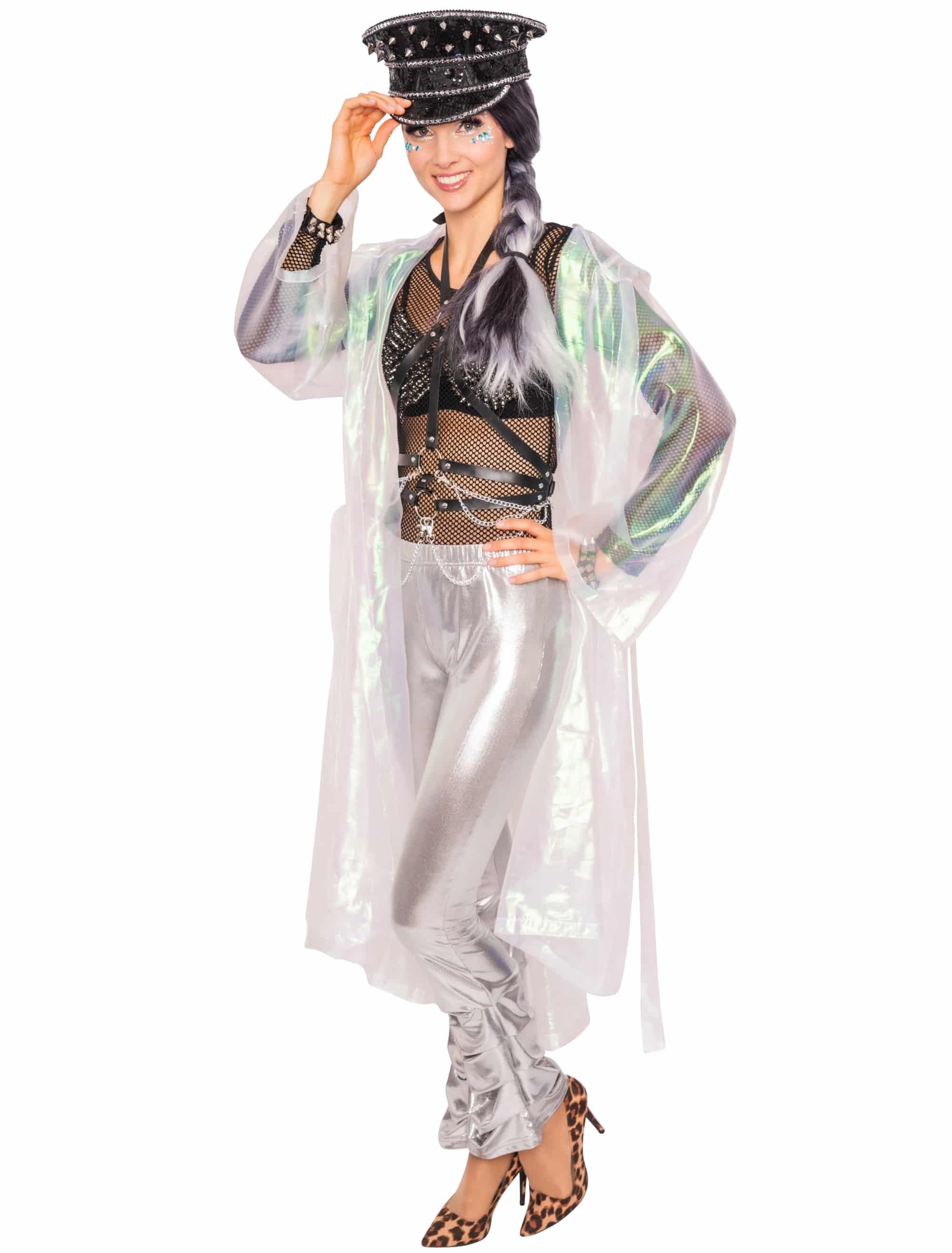 Festivalmantel transparent mehrfarbig one size