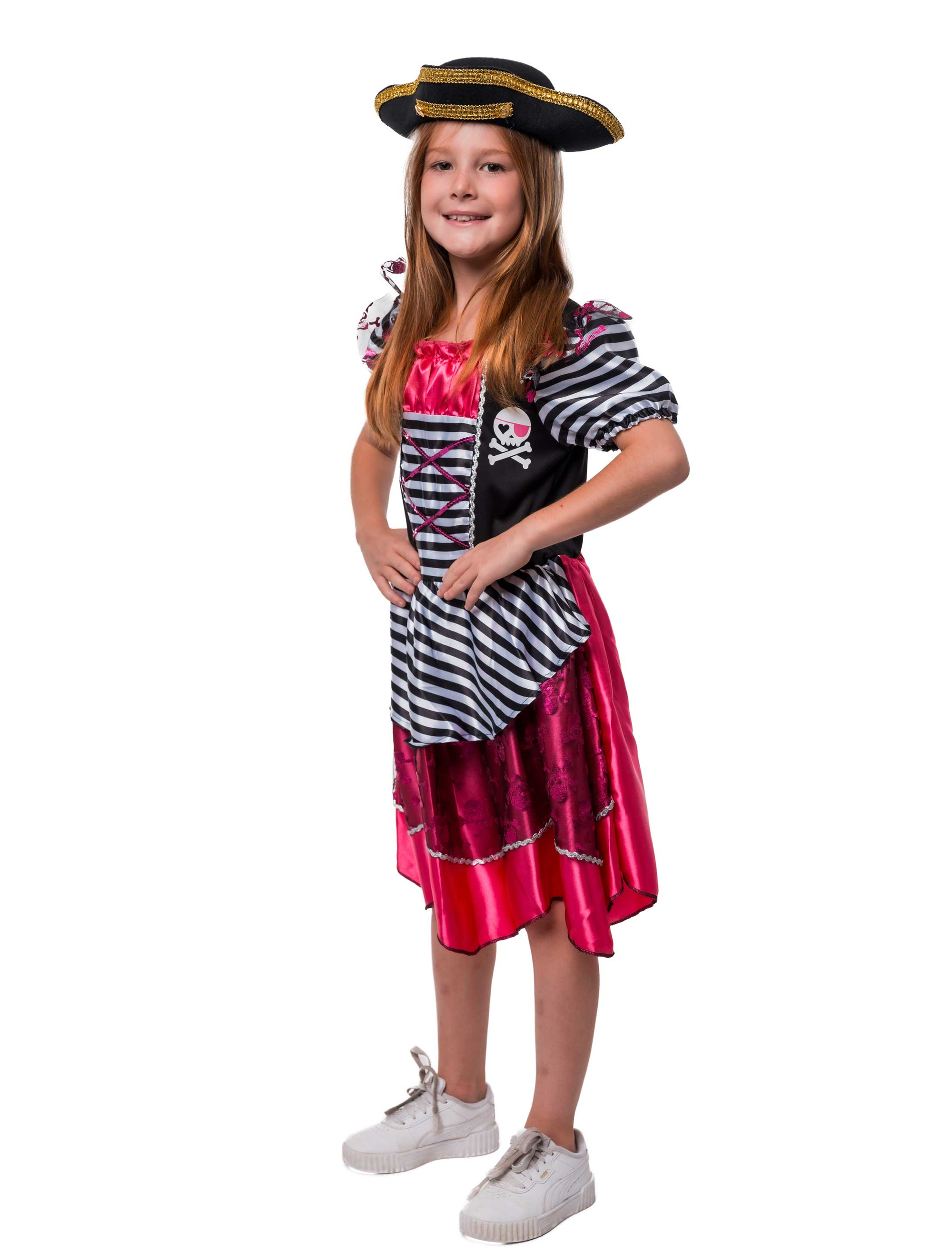 Kleid Piratin Kinder schwarz/pink 104/116