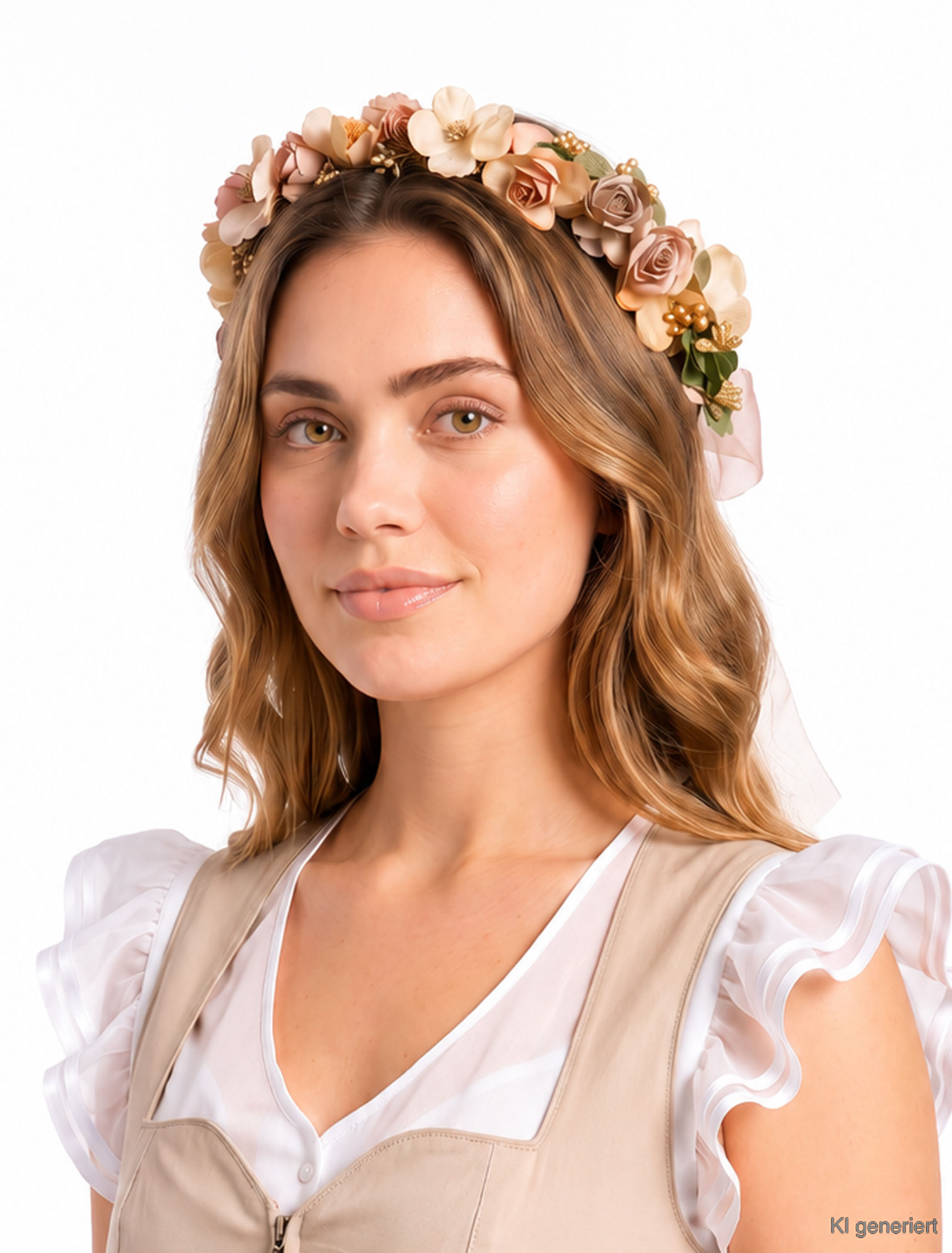 Haarband mit Blumen champagner